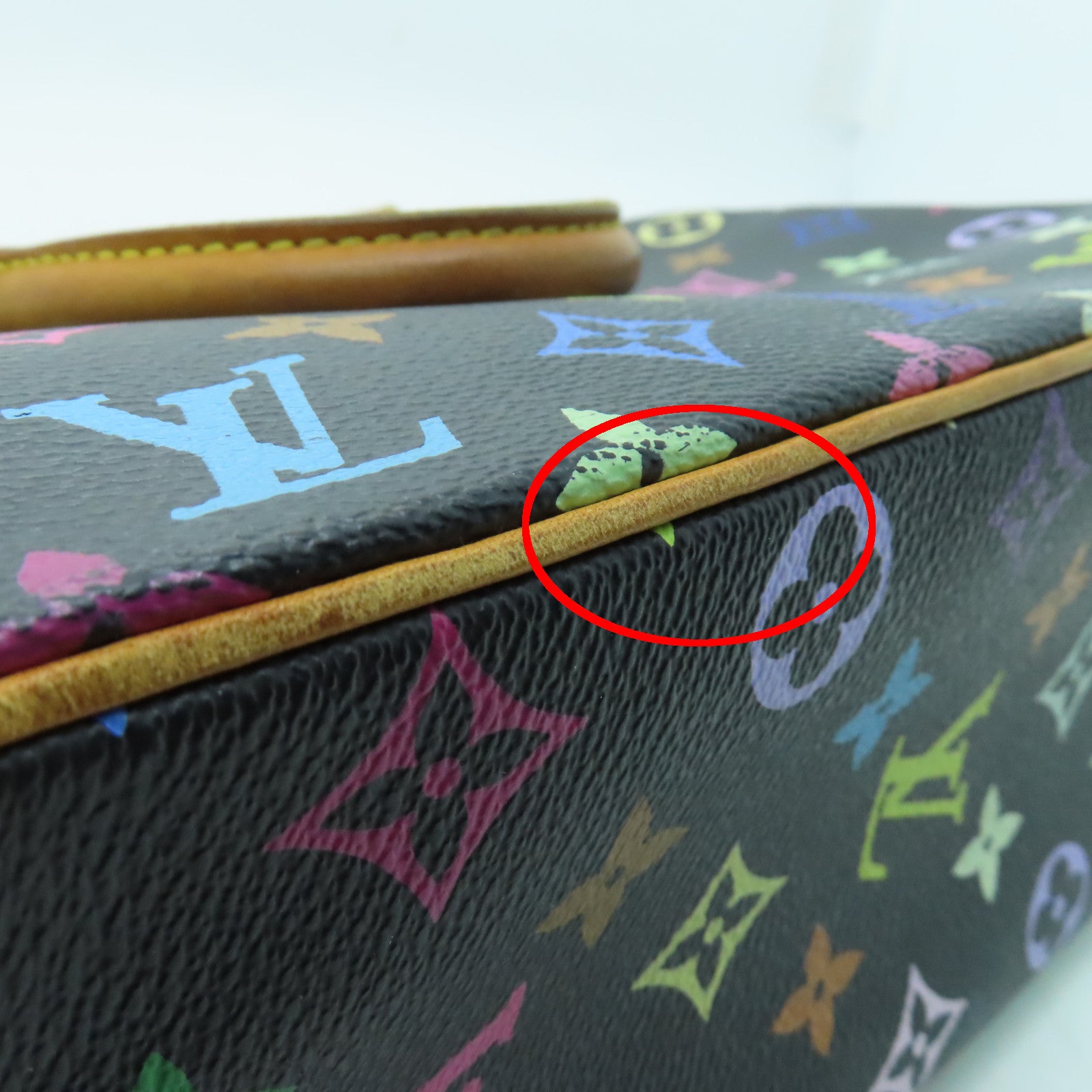LOUIS VUITTON Monogram Multicolore Trouville Gold Buckle Hand Bag Black