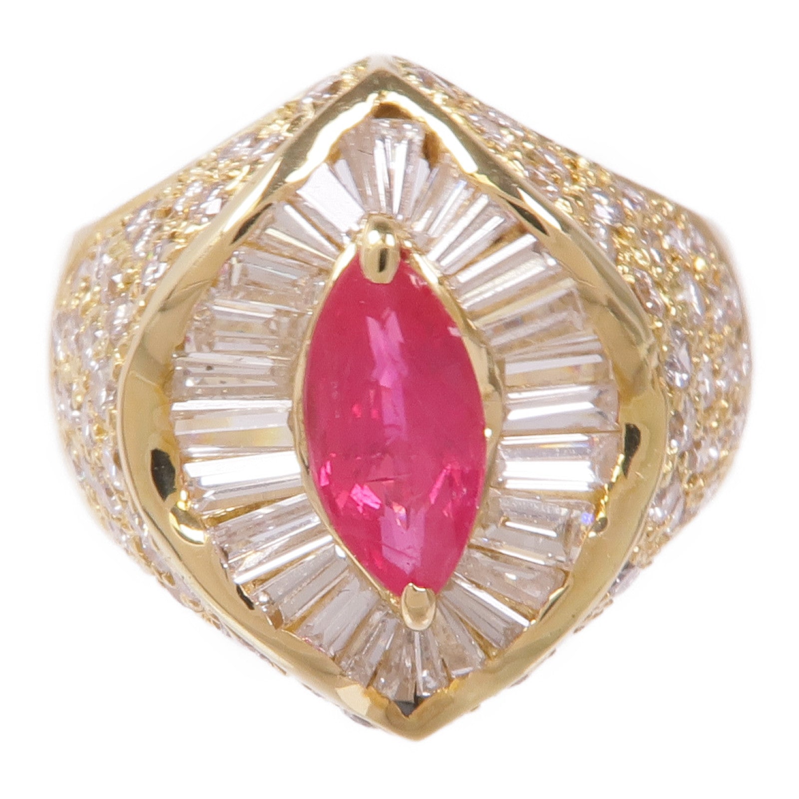 JEWELRY 18K黃金Ruby紅寶石Diamond Ring鑽石戒指US#9.25
