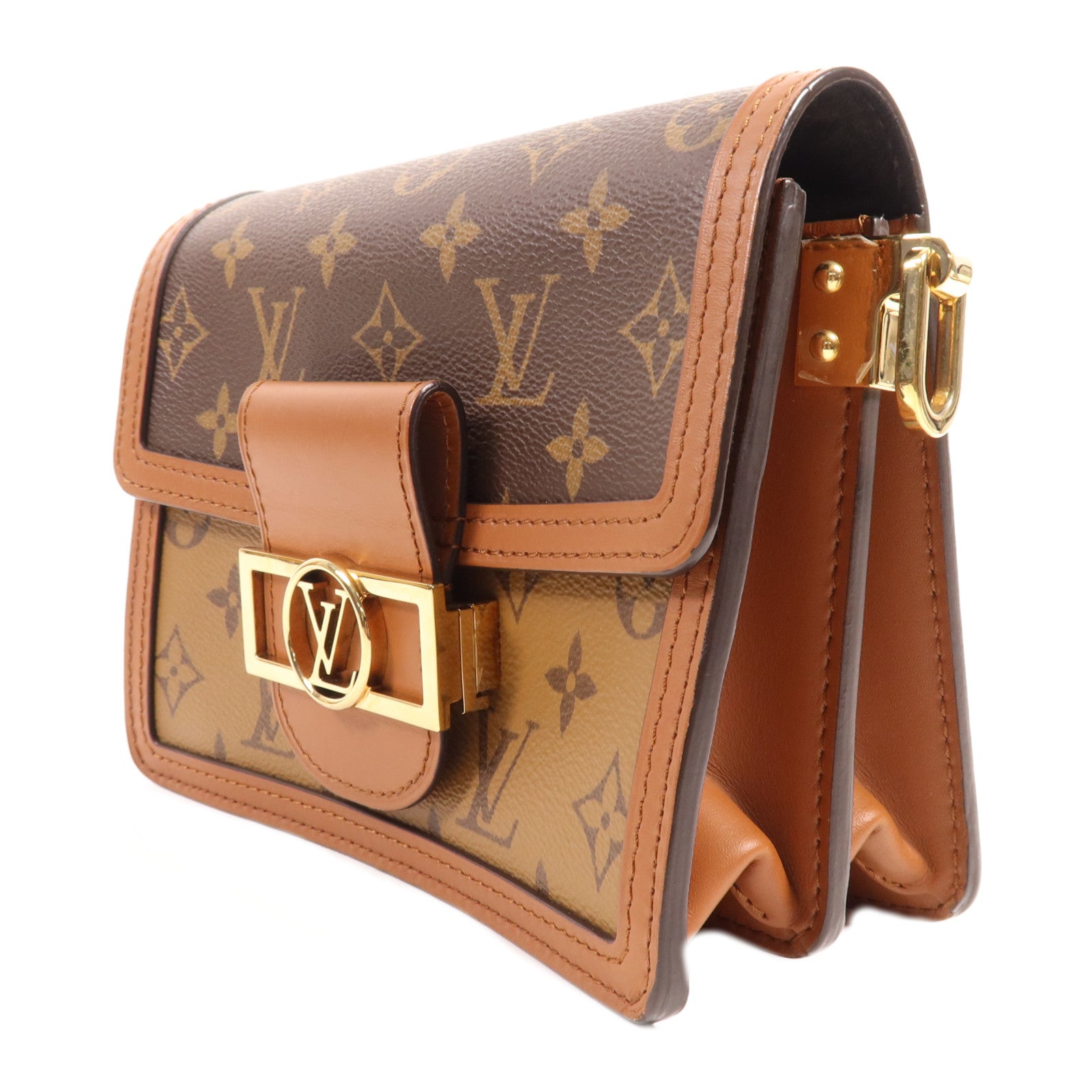 LOUIS VUITTON Monogram Reverse Mini Dauphine金扣肩背袋
