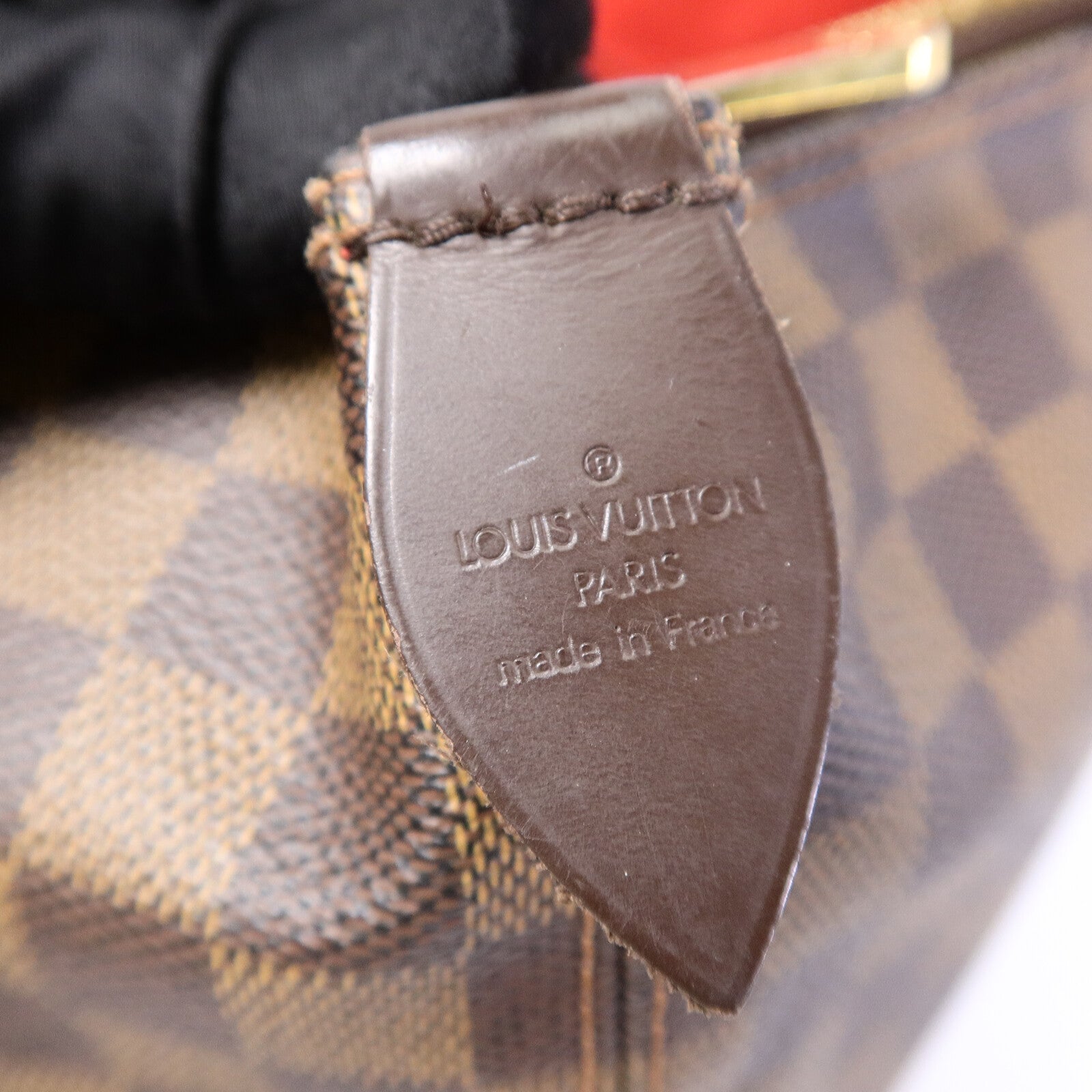 LOUIS VUITTON Damier Saleya MM金扣肩背袋/手挽袋棕色