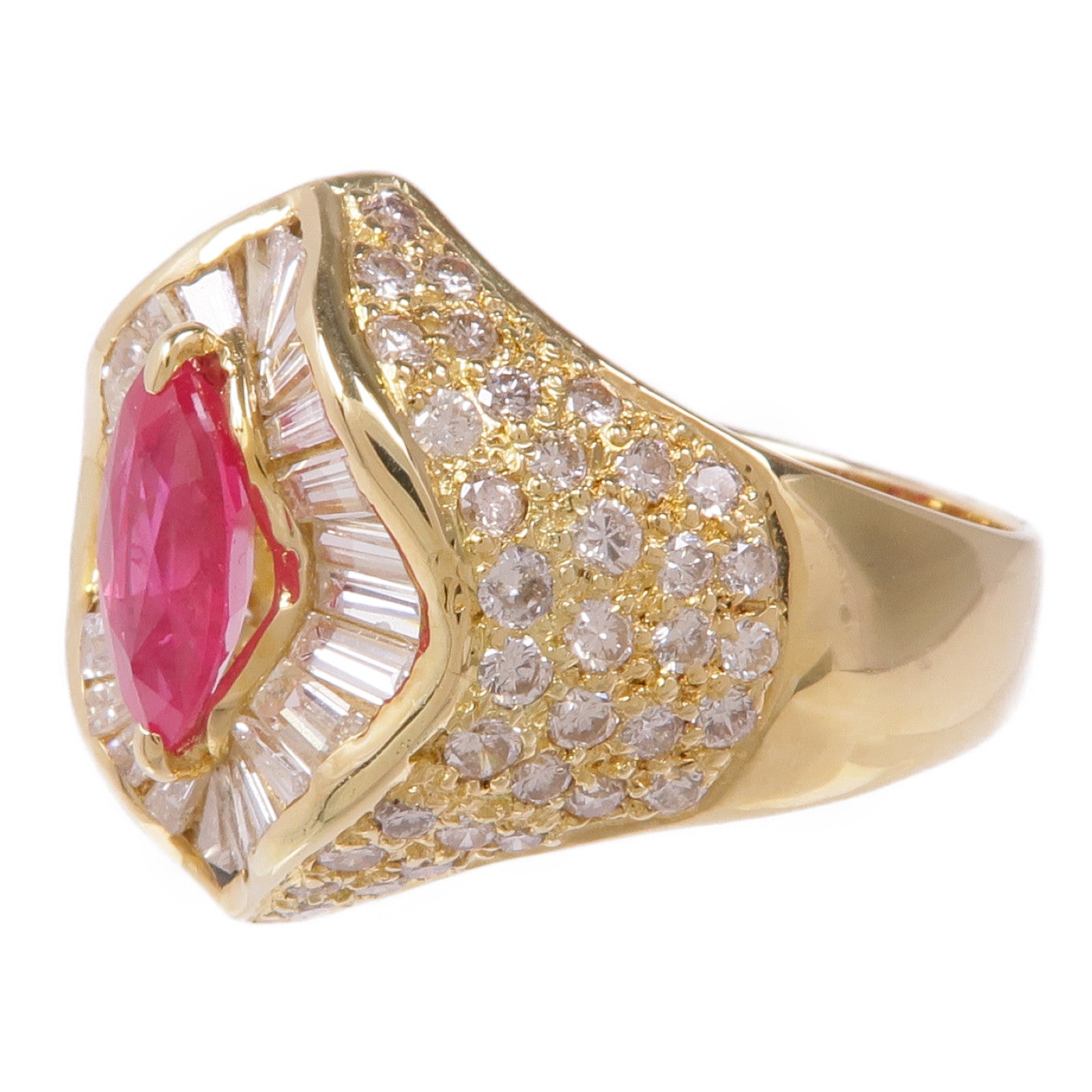 JEWELRY 【激減優惠】18K黃金Ruby紅寶石Diamond Ring鑽石戒指US#9.25