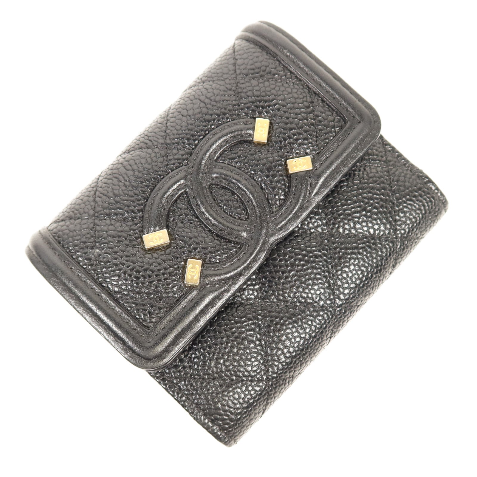 CHANEL 牛皮皮革Wallet金扣錢包