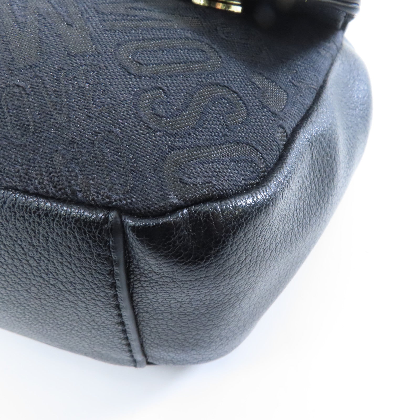 MOSCHINO 帆布/牛皮皮革Shoulder Bag金扣肩背袋黑色