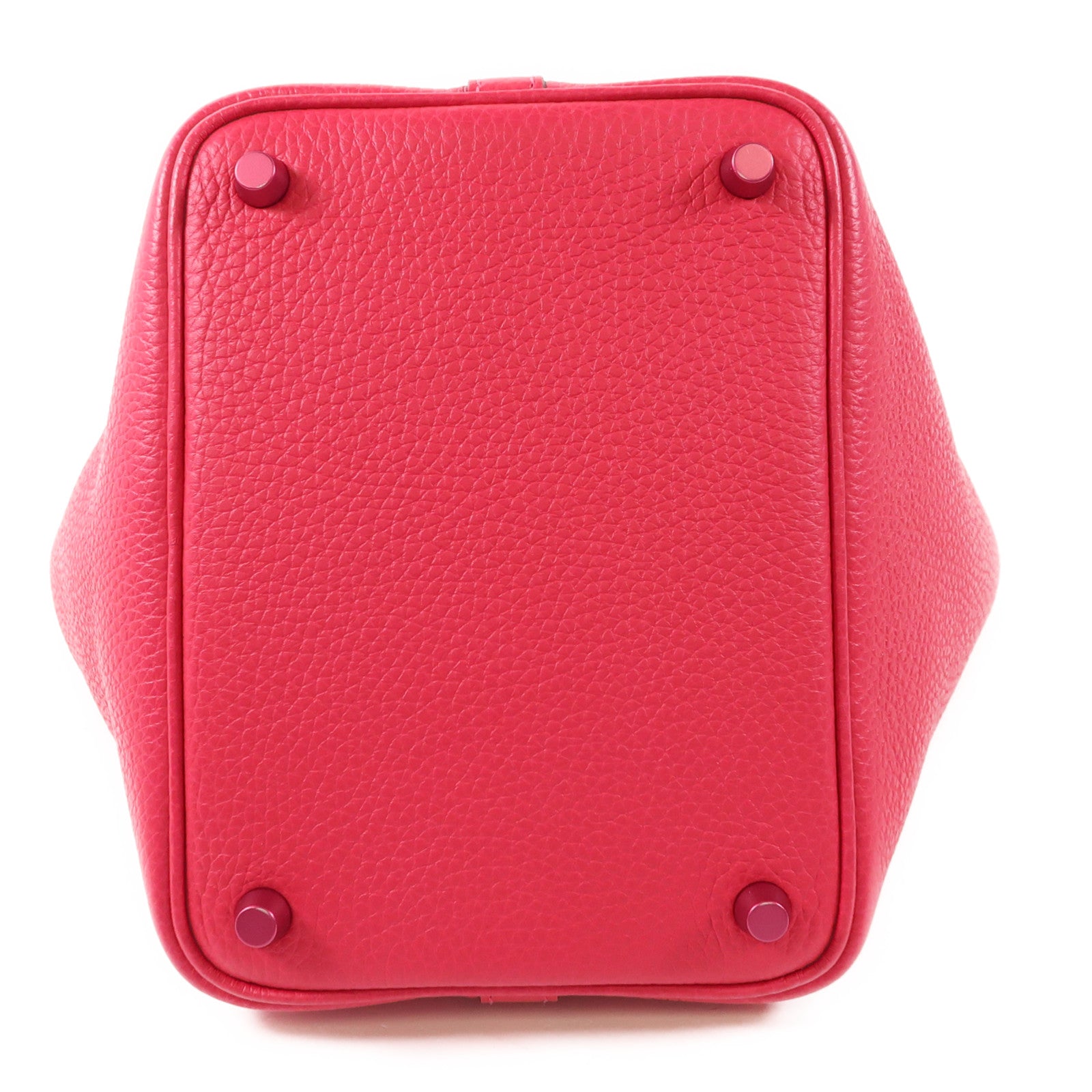 HERMES Clemence皮革Picotin PM Monochrome手挽袋Rose Mexico