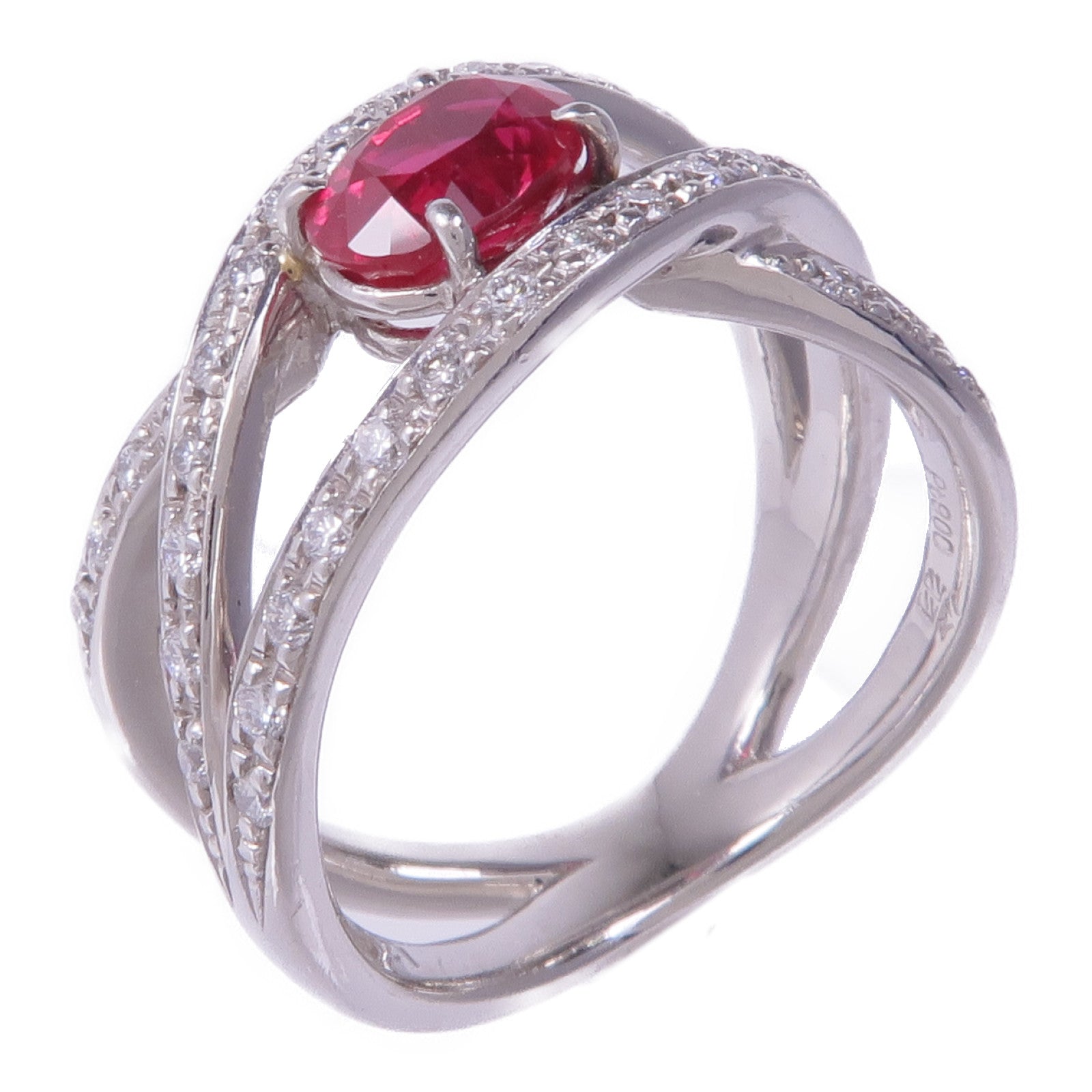 JEWELRY 【激減優惠】PT900鉑金Spinel Diamond Ring尖晶石鑽石戒指US#6