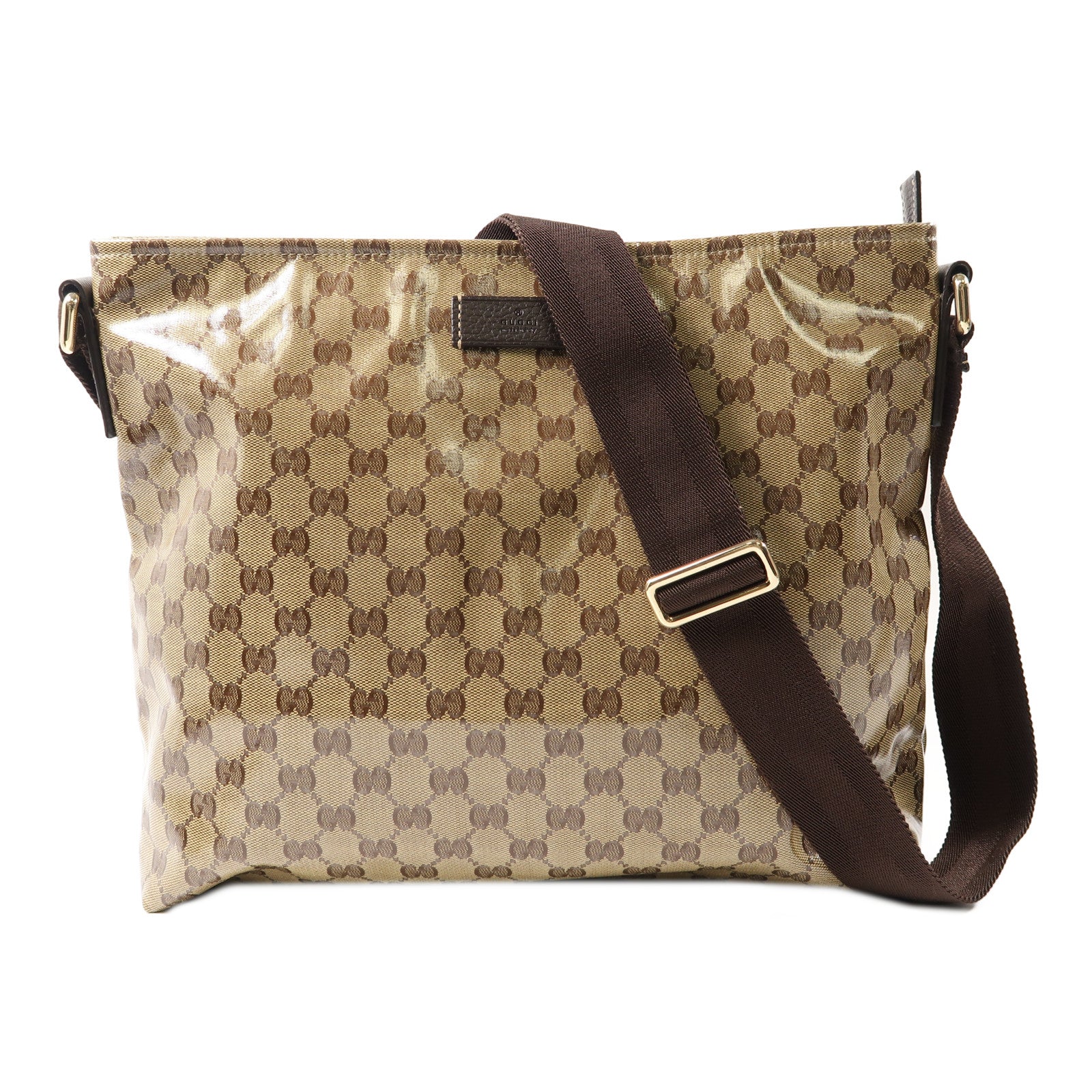 GUCCI 塗層帆布Shoulder Bag金扣肩背袋啡色