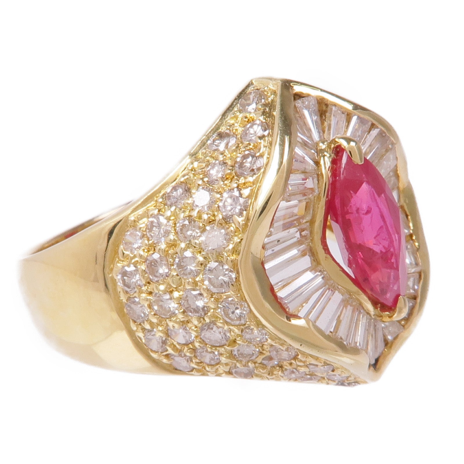 JEWELRY 18K黃金Ruby紅寶石Diamond Ring鑽石戒指US#9.25