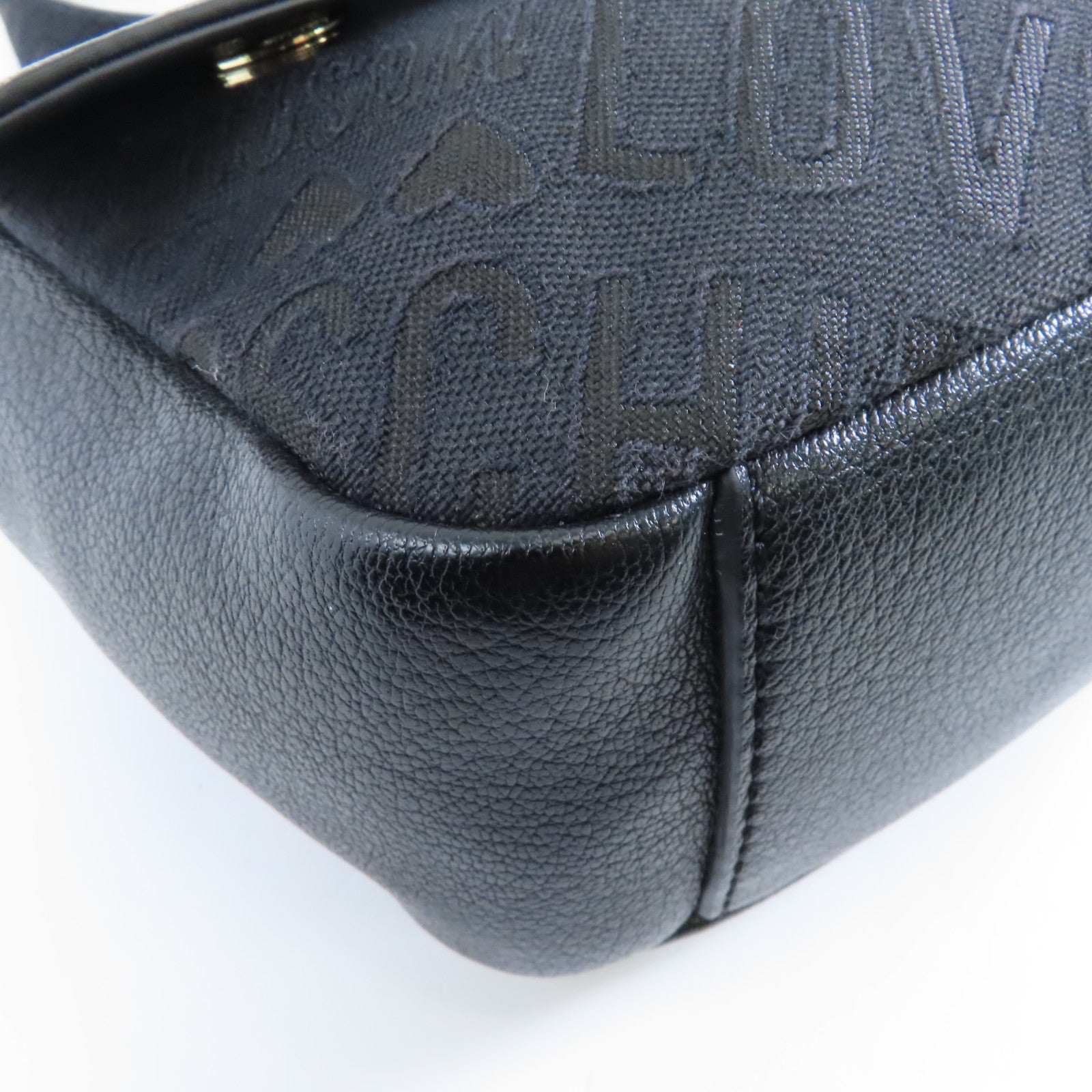 MOSCHINO 帆布/牛皮皮革Shoulder Bag金扣肩背袋黑色