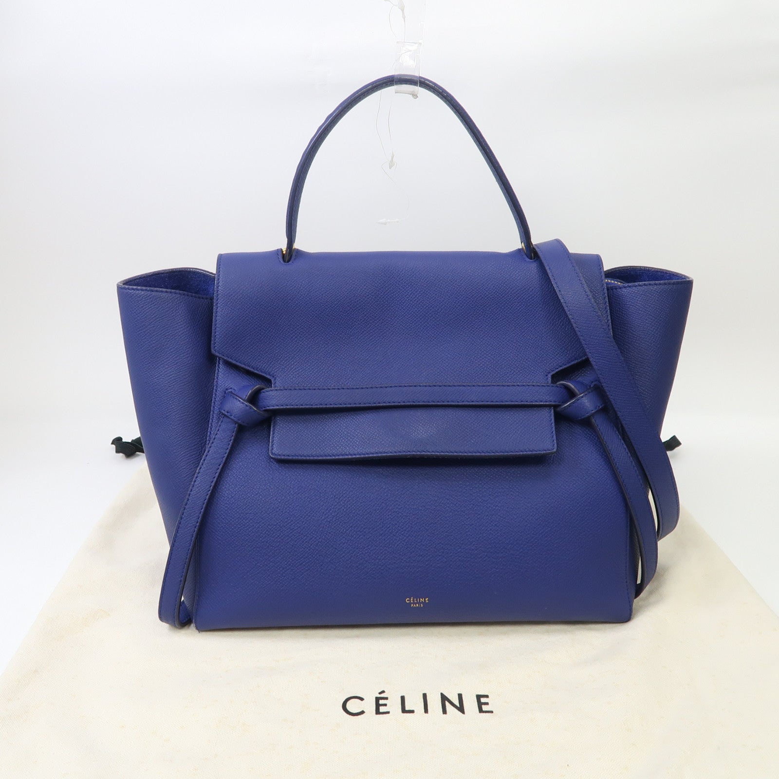 CELINE 【激減優惠】牛皮皮革Belt Bag金扣手挽肩背兩用袋藍色