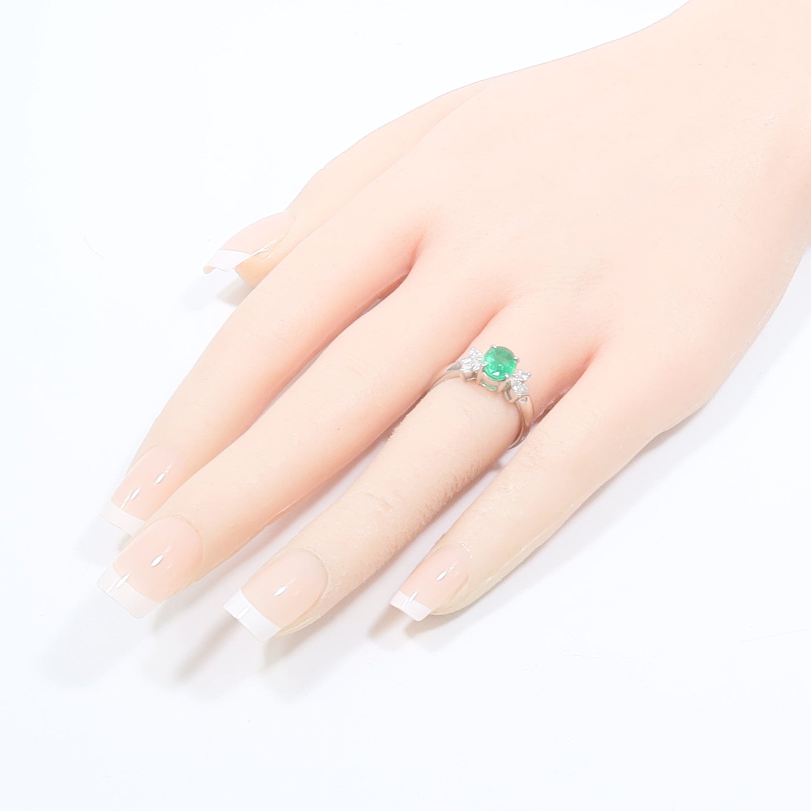 JEWELRY PT900鉑金Emerald Diamond Ring綠寶石/鑽石戒指