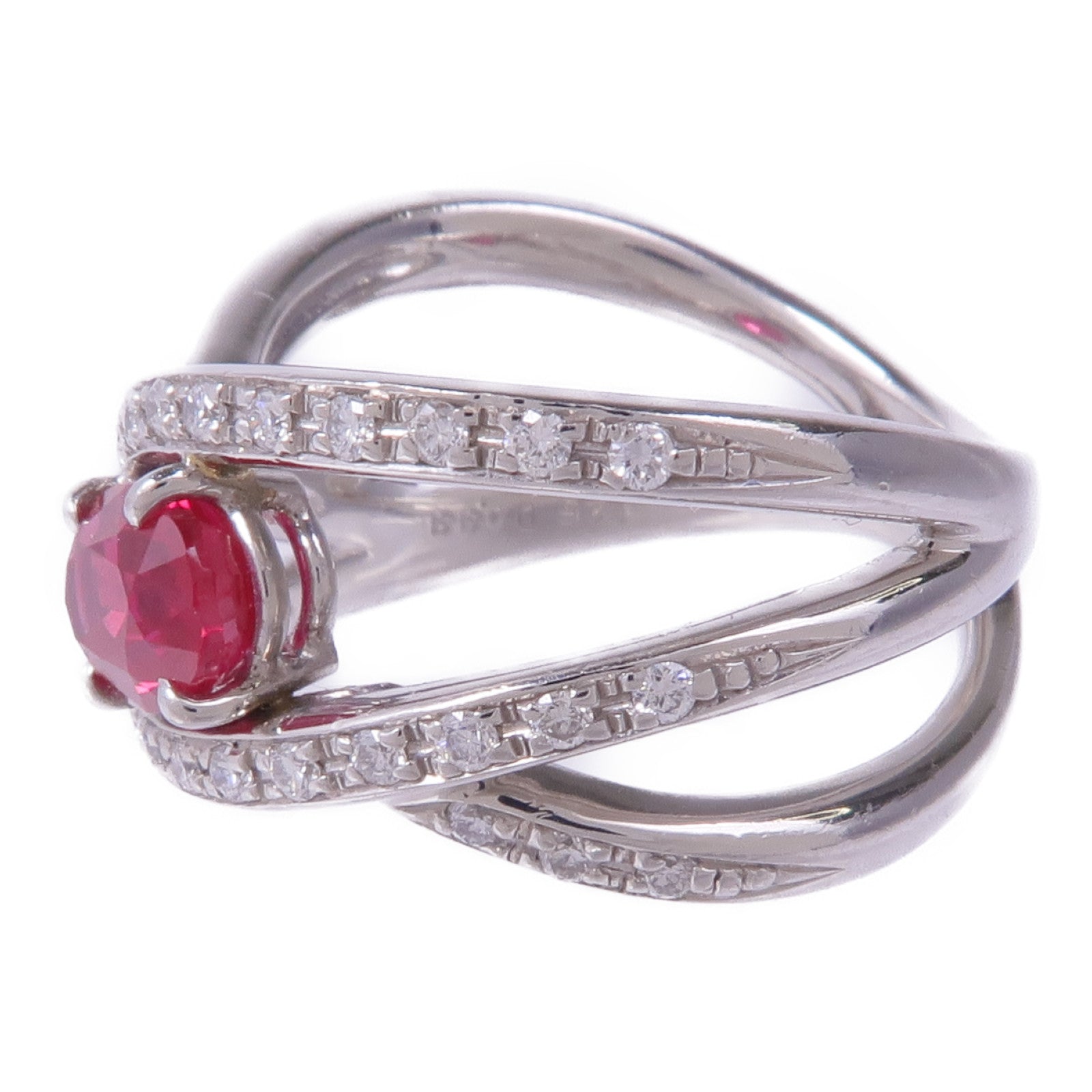 JEWELRY 【激減優惠】PT900鉑金Spinel Diamond Ring尖晶石鑽石戒指US#6