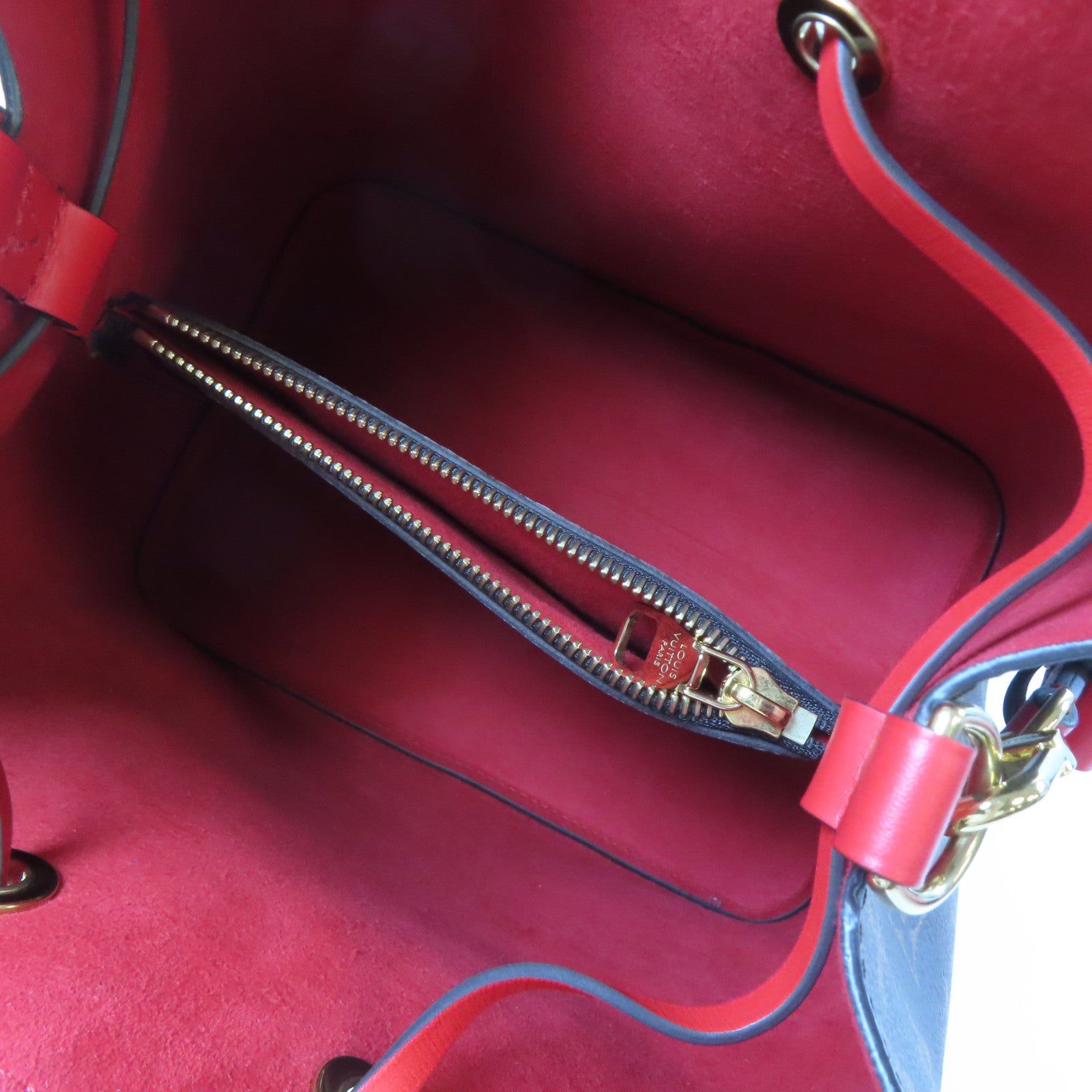 LOUIS VUITTON Monogram NeoNoe MM金扣肩背袋啡色/紅色
