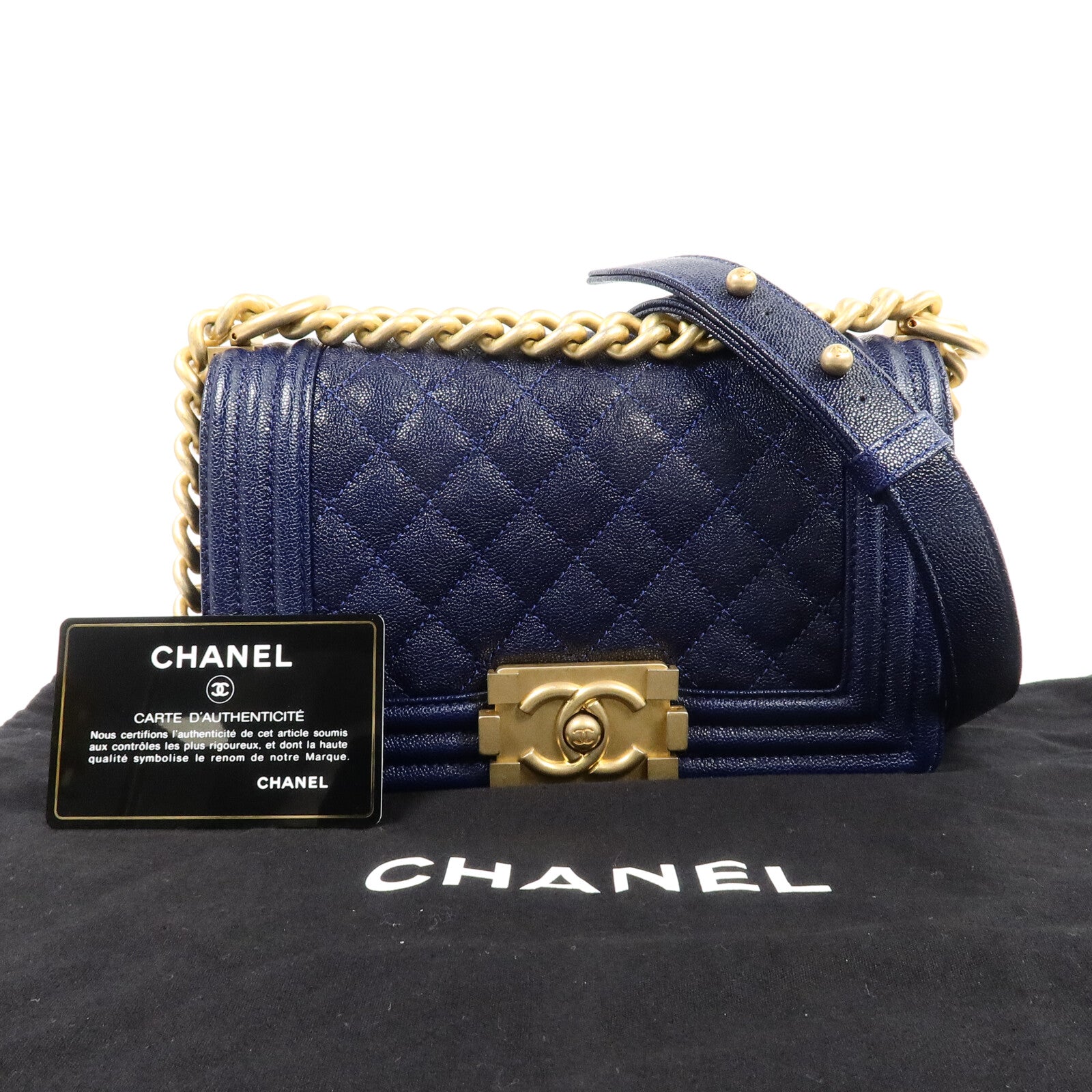 CHANEL 牛皮皮革Boy 20鏈帶肩背袋
