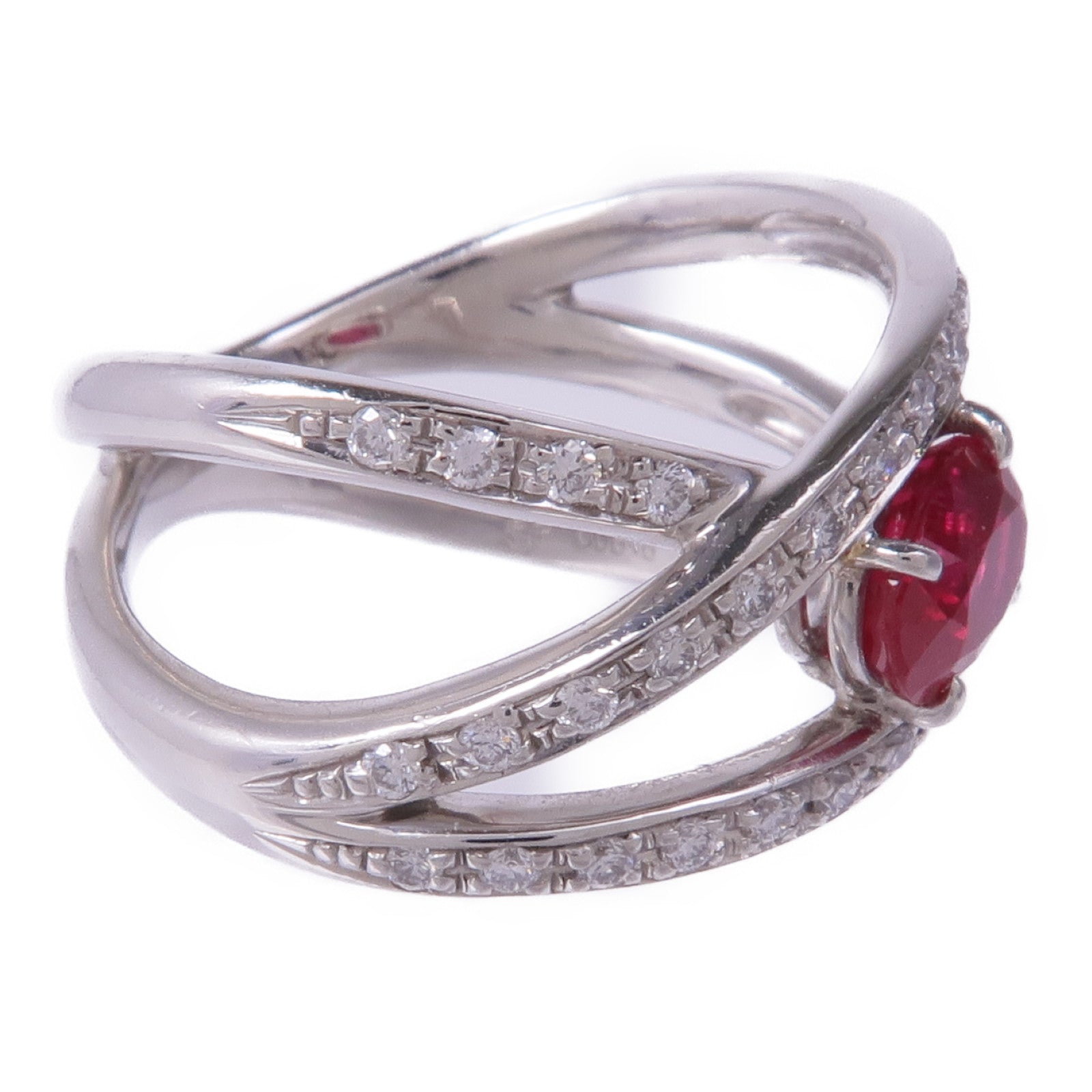 JEWELRY 【激減優惠】PT900鉑金Spinel Diamond Ring尖晶石鑽石戒指US#6