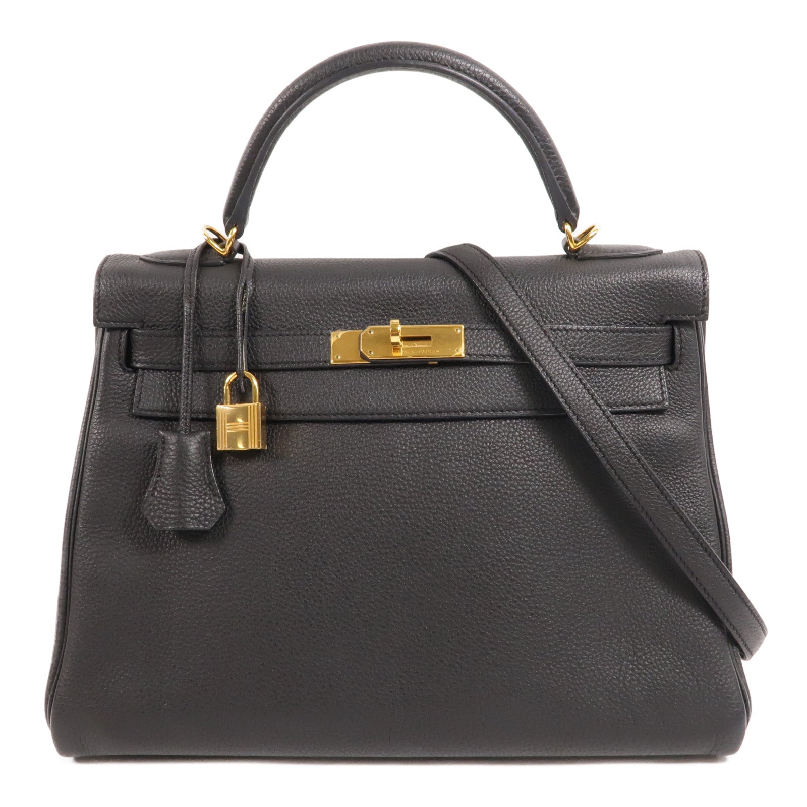 HERMES Togo皮革Kelly 32手挽肩背兩用袋Noir