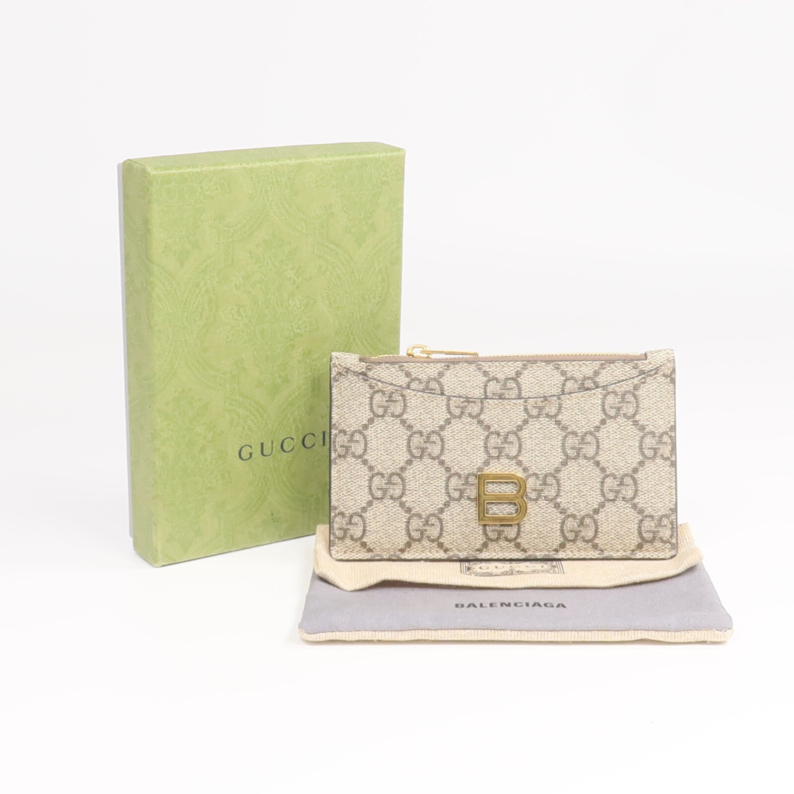 GUCCI 塗層帆布Gucci x Balenciaga Card Case金扣卡片套