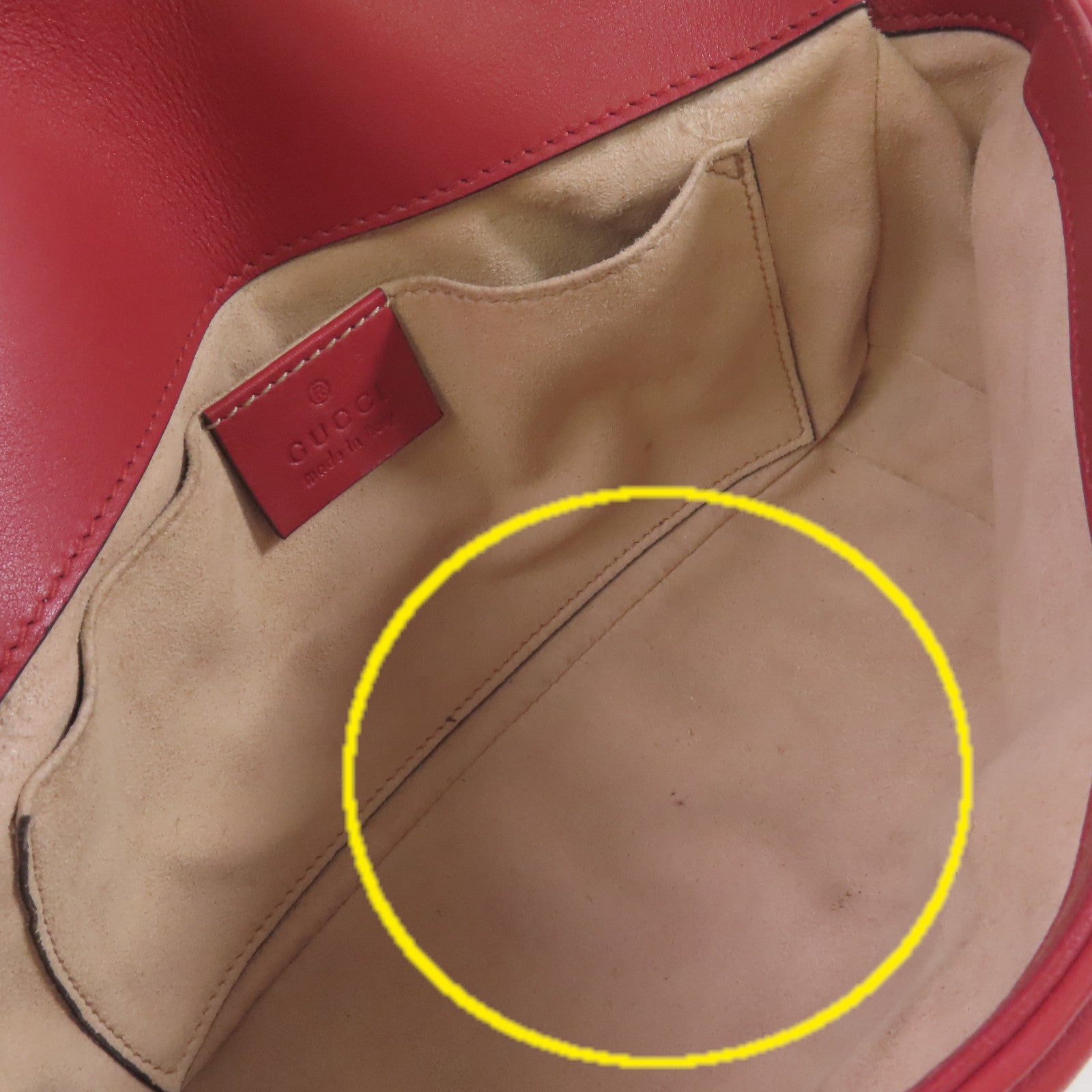 GUCCI 牛皮皮革GG Marmont Shoulder Bag金扣鏈帶肩背袋紅色