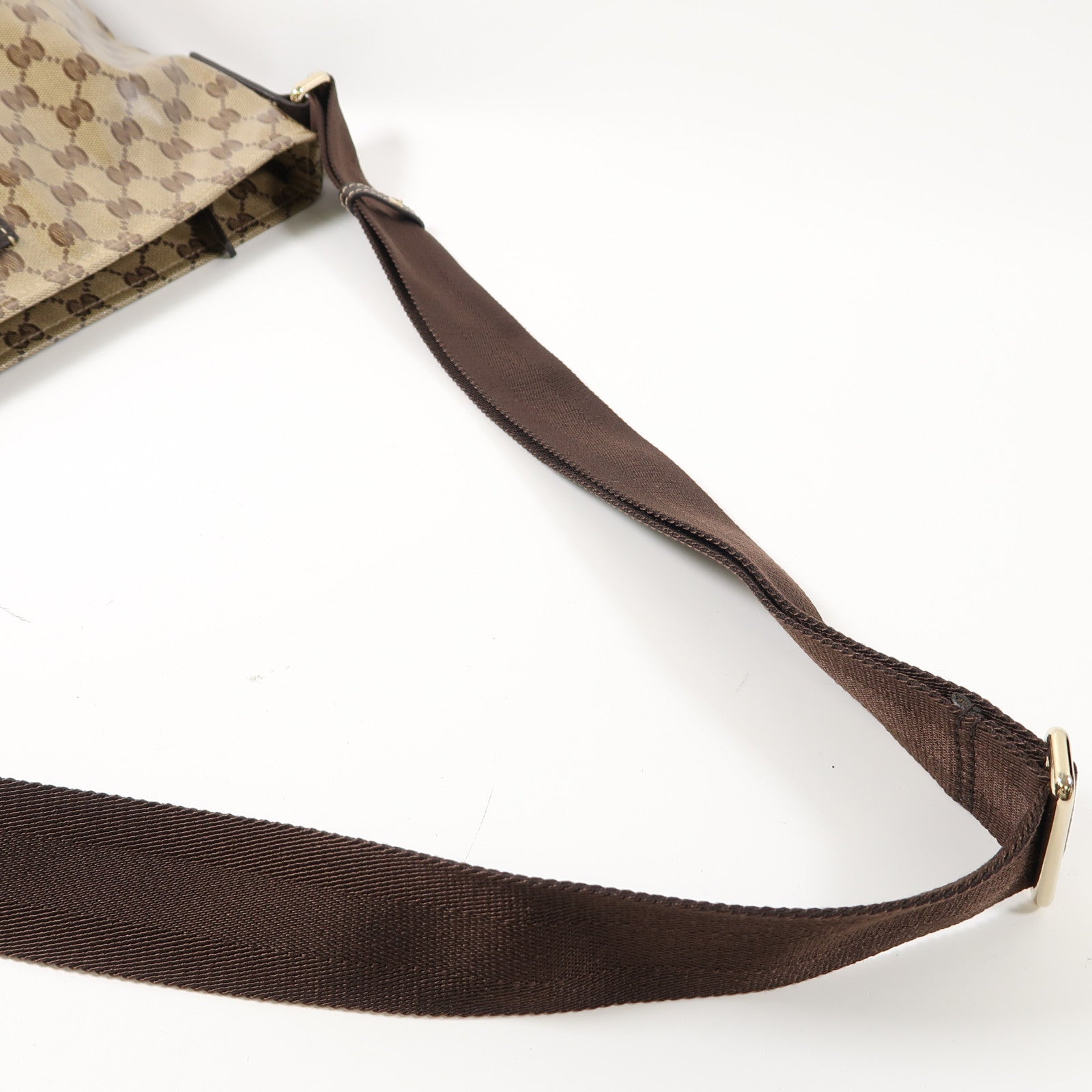 GUCCI 塗層帆布Shoulder Bag金扣肩背袋啡色