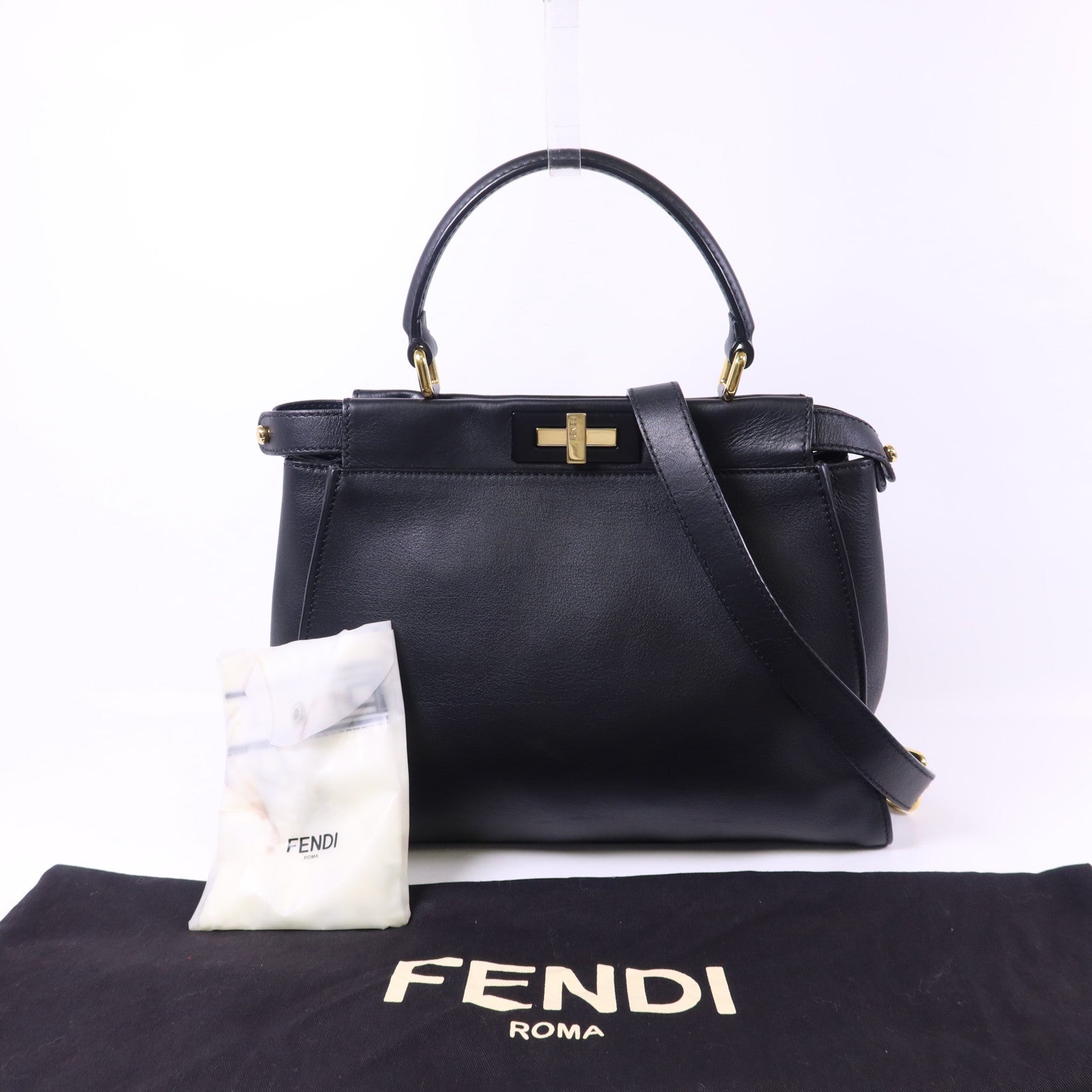 FENDI 牛皮皮革Peekaboo金扣手挽肩背兩用袋