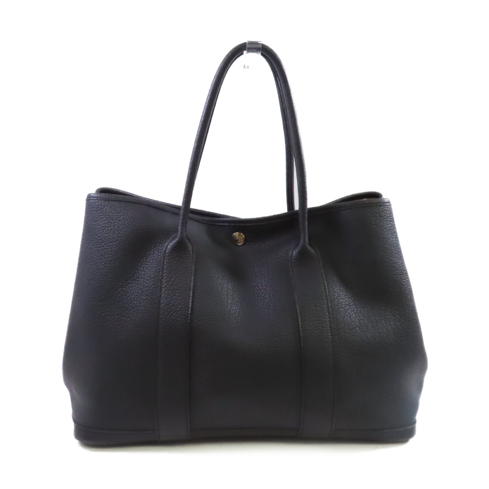 HERMES Negonda皮革Garden Party PM Tote Bag銀扣手挽袋89 Noir/黑色