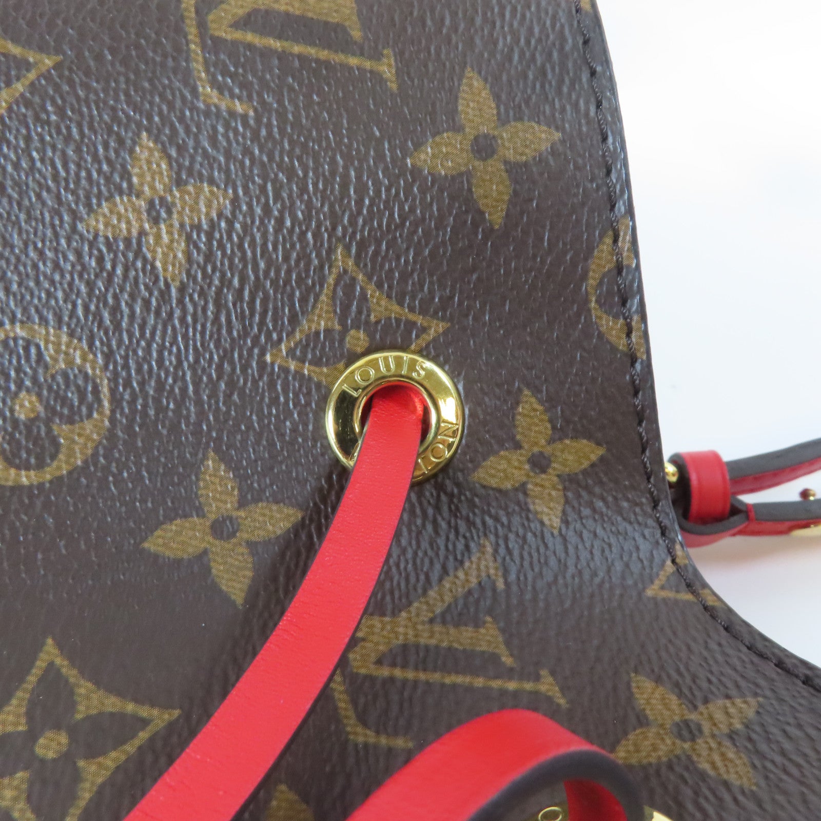 LOUIS VUITTON Monogram NeoNoe MM金扣肩背袋啡色/紅色