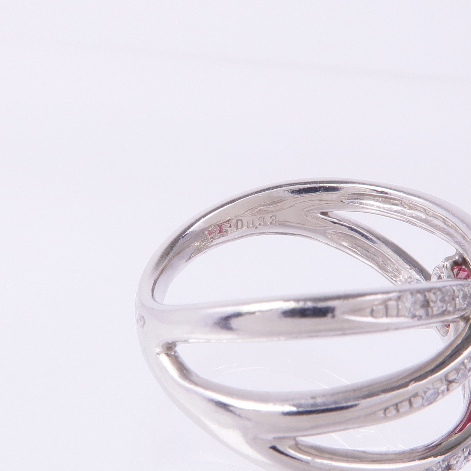 JEWELRY 【激減優惠】PT900鉑金Spinel Diamond Ring尖晶石鑽石戒指US#6