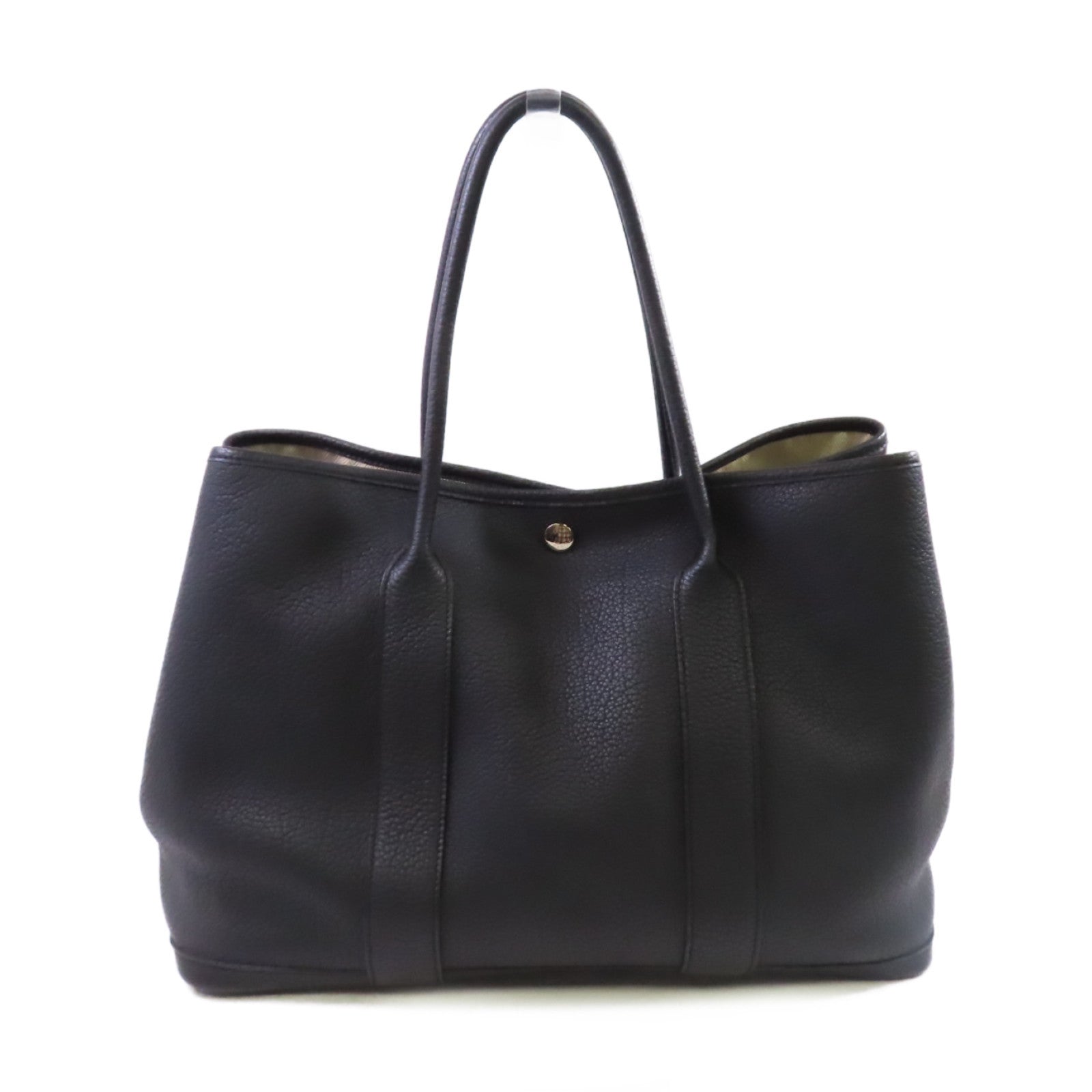 HERMES Negonda皮革Garden Party PM Tote Bag銀扣手挽袋89 Noir/黑色