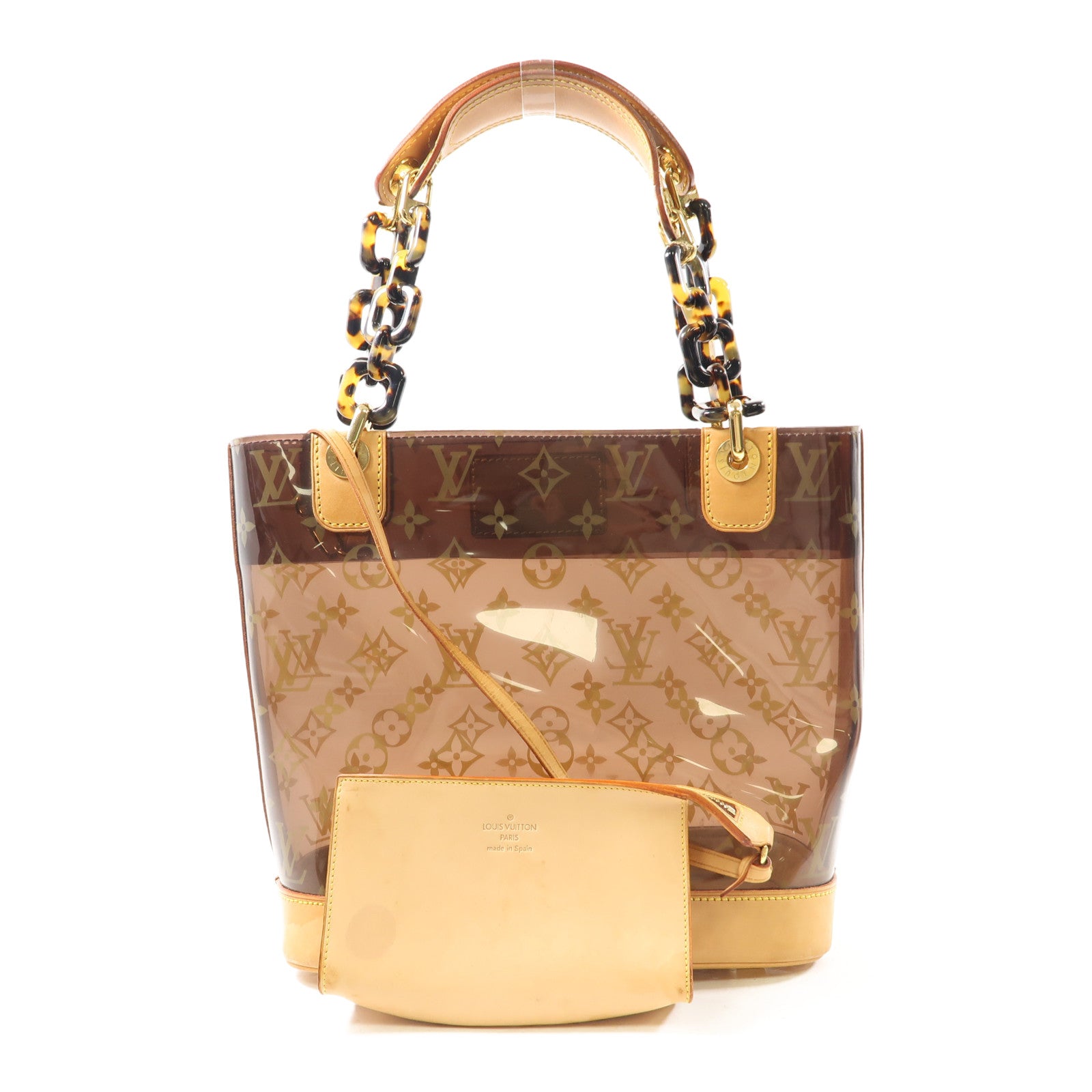 LOUIS VUITTON Monogram Vinyl Cabas Ambre PM金扣手挽袋棕色