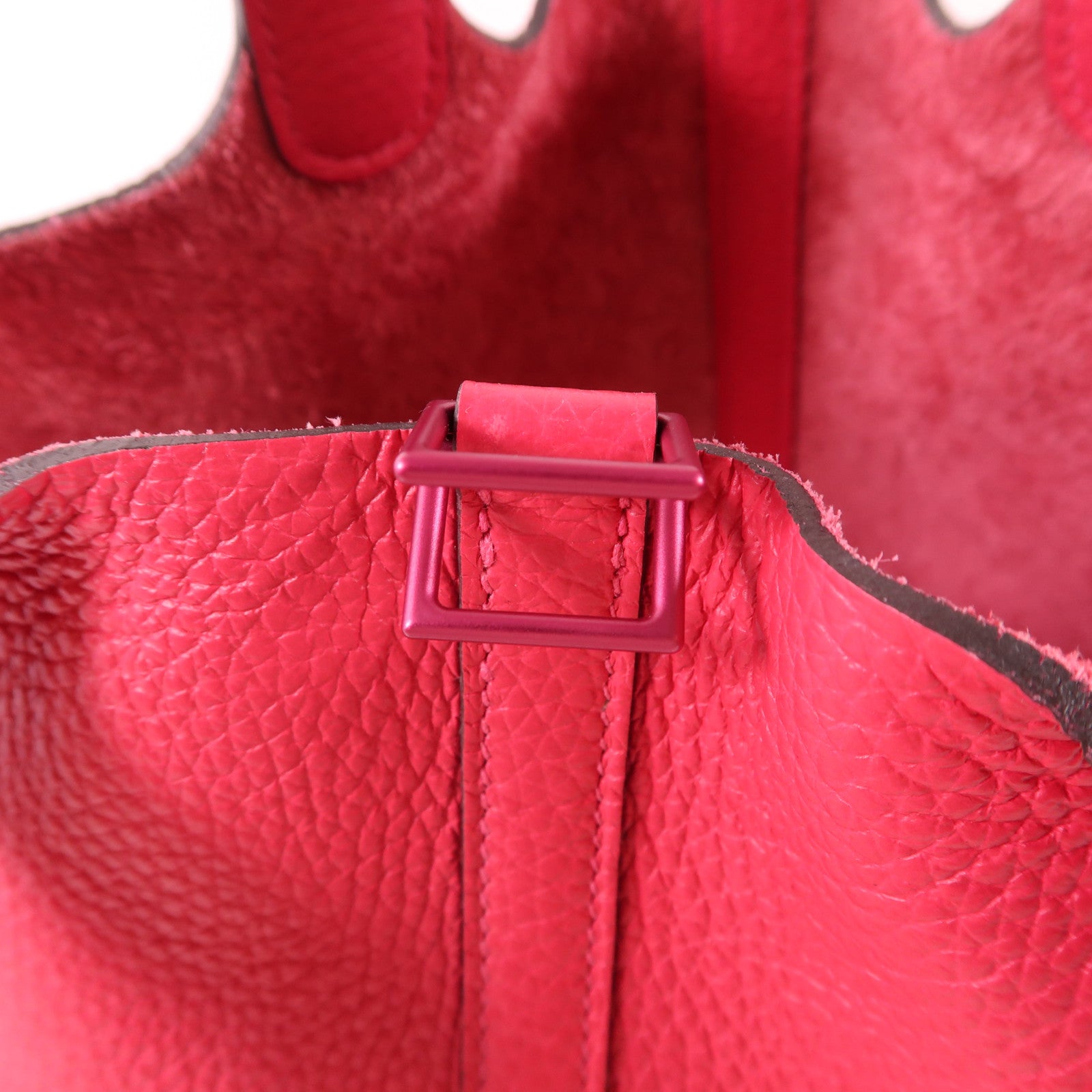 HERMES Clemence皮革Picotin PM Monochrome手挽袋Rose Mexico