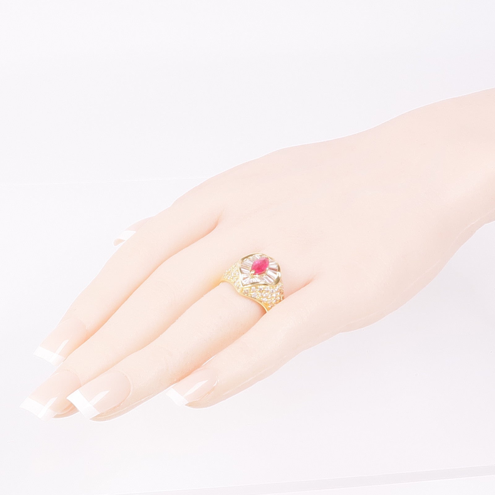 JEWELRY 18K黃金Ruby紅寶石Diamond Ring鑽石戒指US#9.25