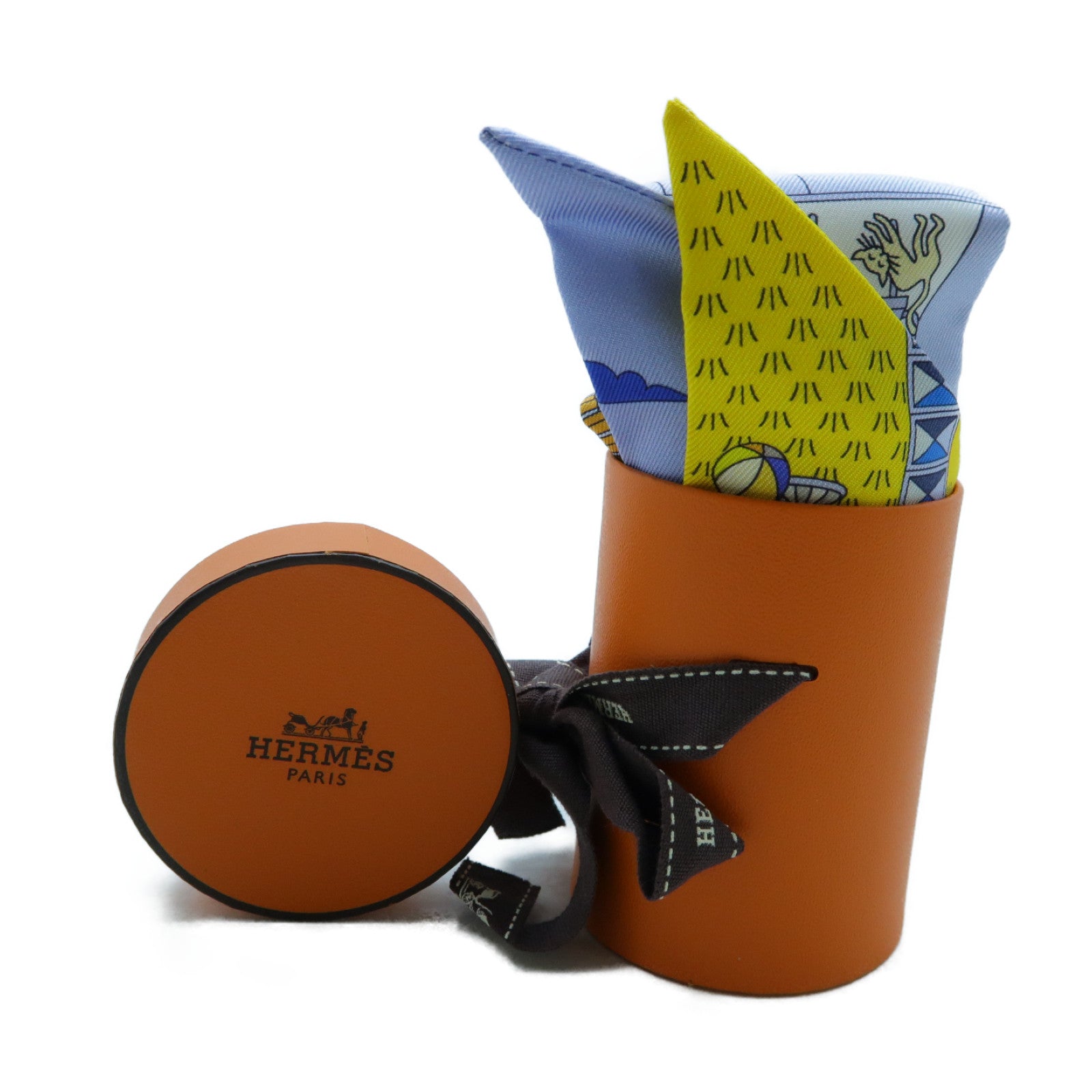 HERMES 【激減優惠】絲質Twilly絲巾紫色/藍色