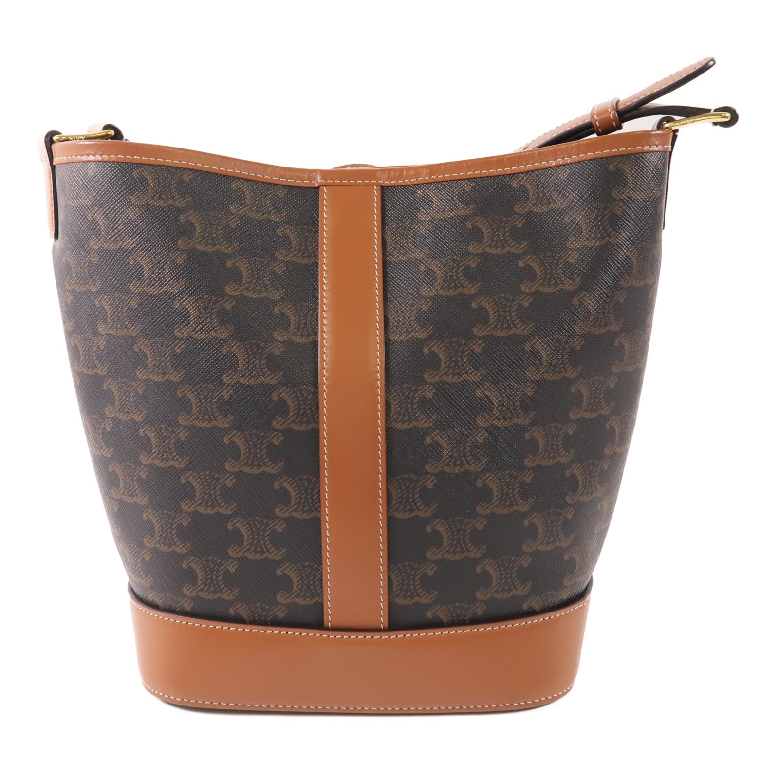 CELINE 塗層帆布Triomphe Bucket金扣肩背袋