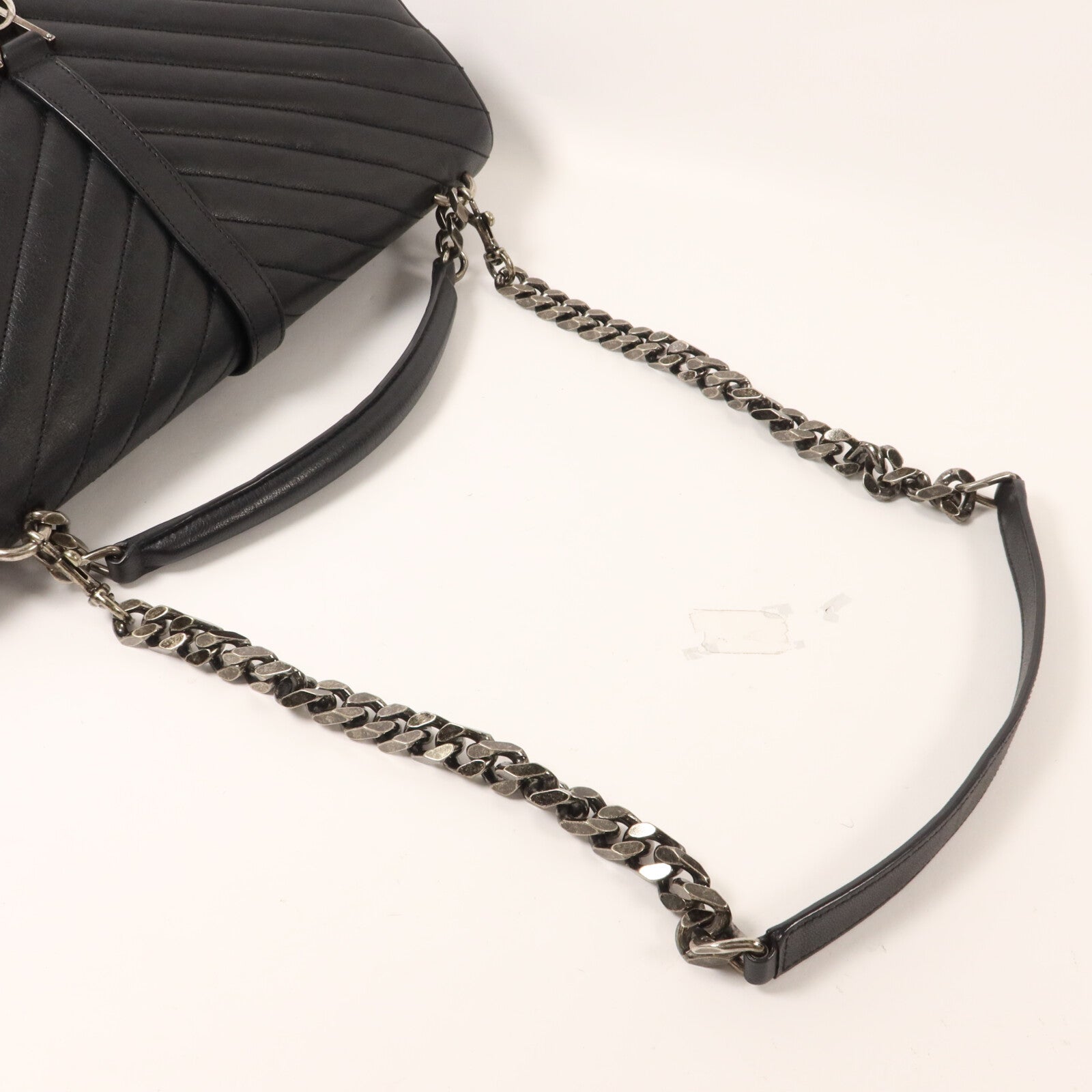 SAINT LAURENT 牛皮皮革College Large鏈帶手挽肩背兩用袋