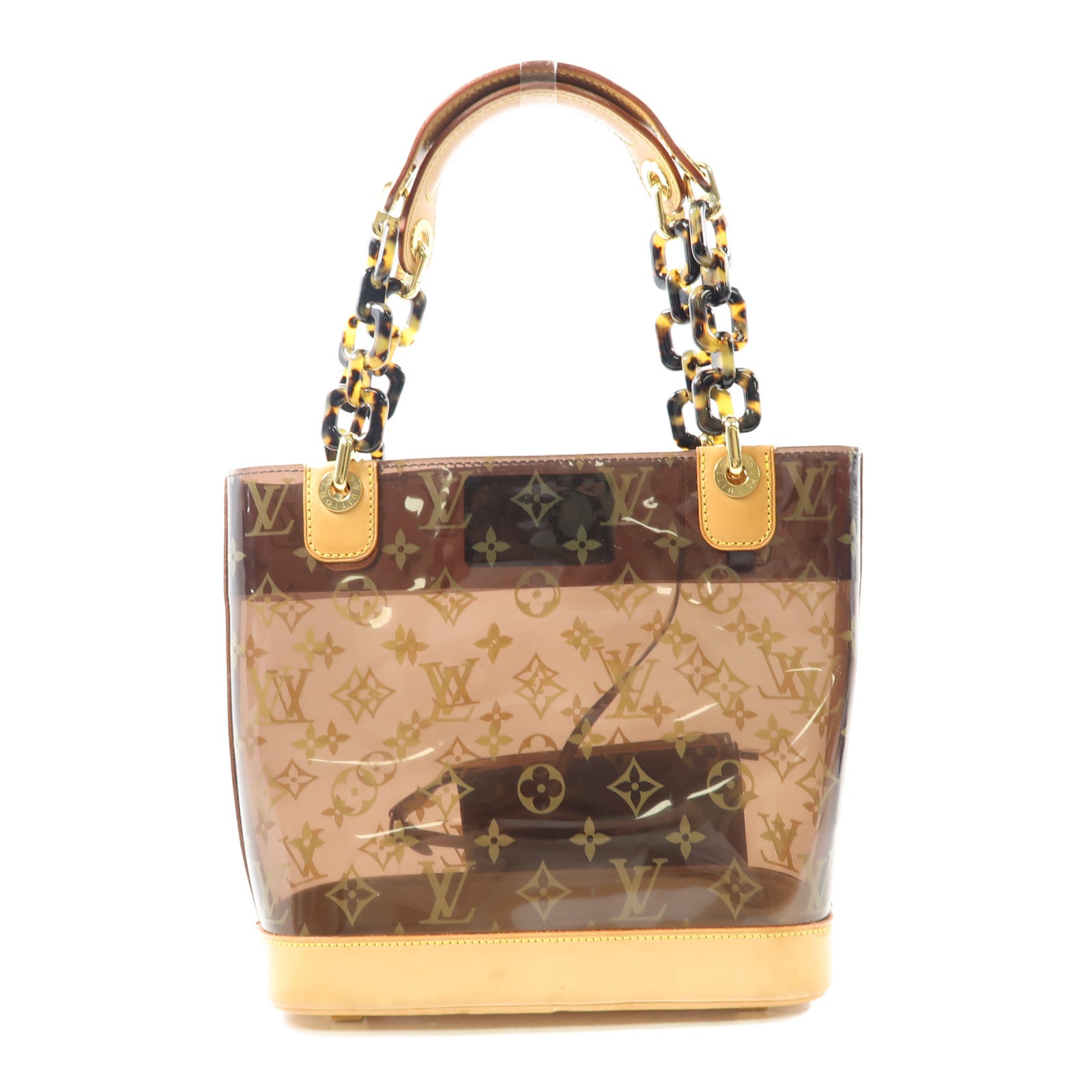 LOUIS VUITTON Monogram Vinyl Cabas Ambre PM金扣手挽袋棕色
