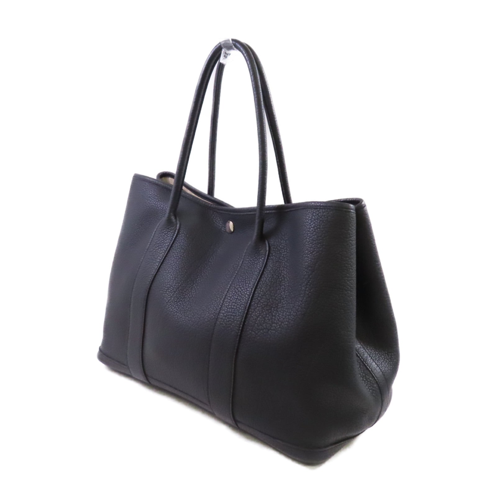 HERMES Negonda皮革Garden Party PM Tote Bag銀扣手挽袋89 Noir/黑色