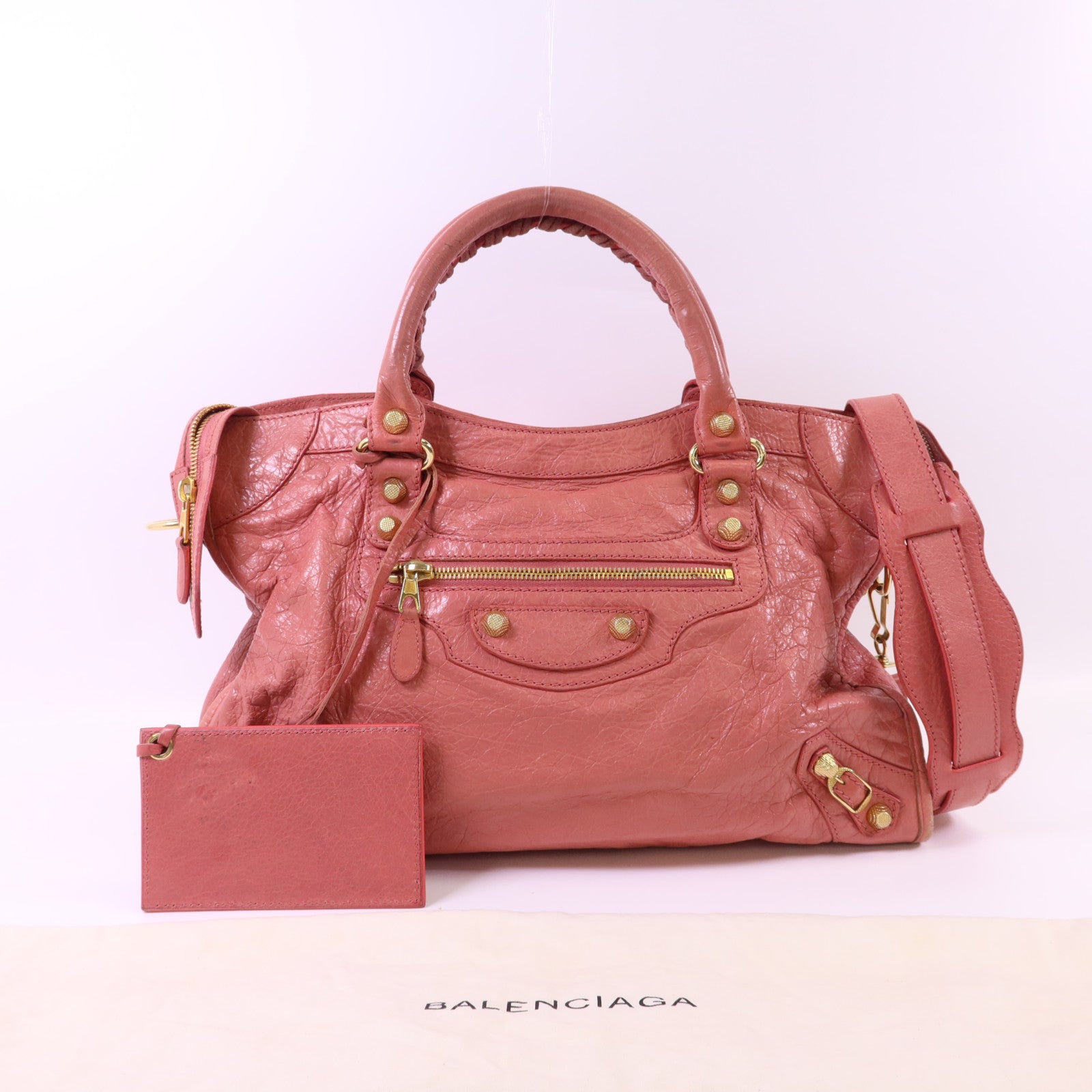 BALENCIAGA 牛皮皮革Motorcycle City Bag金扣肩背袋