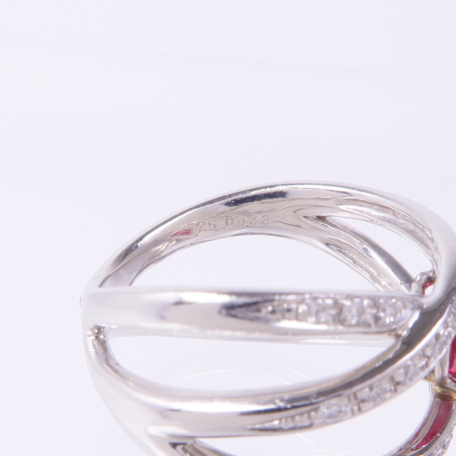 JEWELRY 【激減優惠】PT900鉑金Spinel Diamond Ring尖晶石鑽石戒指US#6