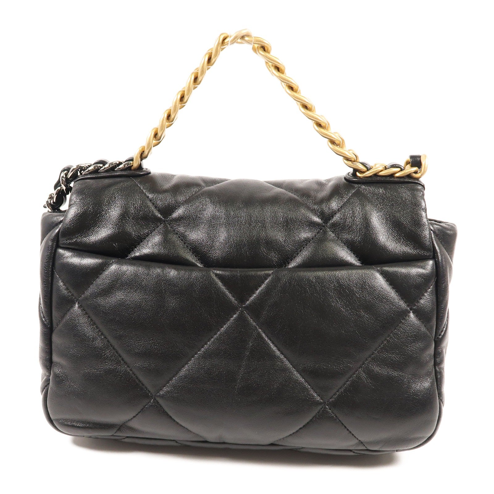 CHANEL 羊皮皮革Chanel 19 Small金扣鏈帶手挽肩背兩用袋