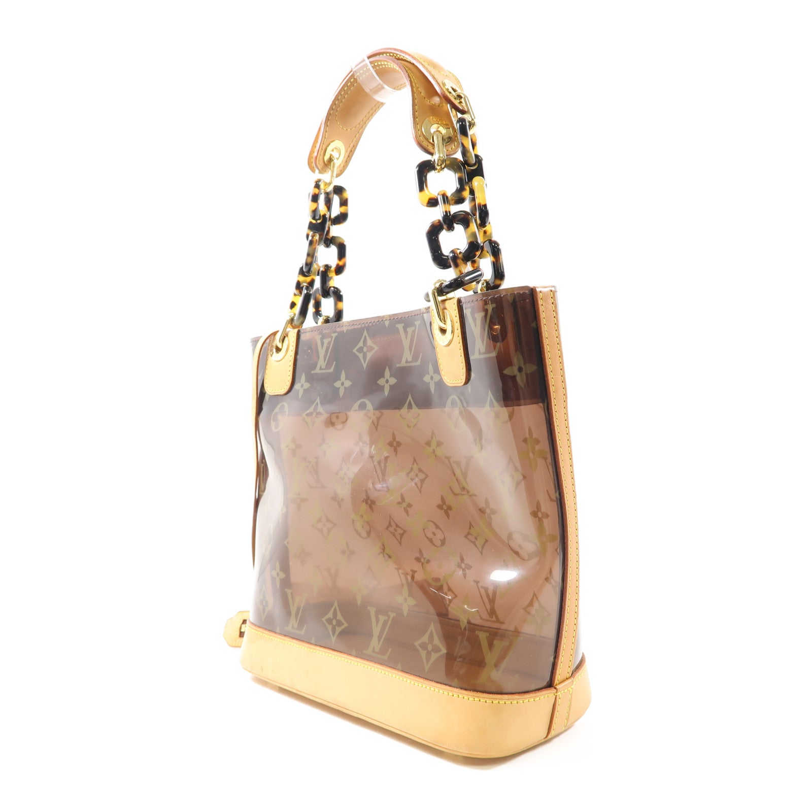 LOUIS VUITTON Monogram Vinyl Cabas Ambre PM金扣手挽袋棕色
