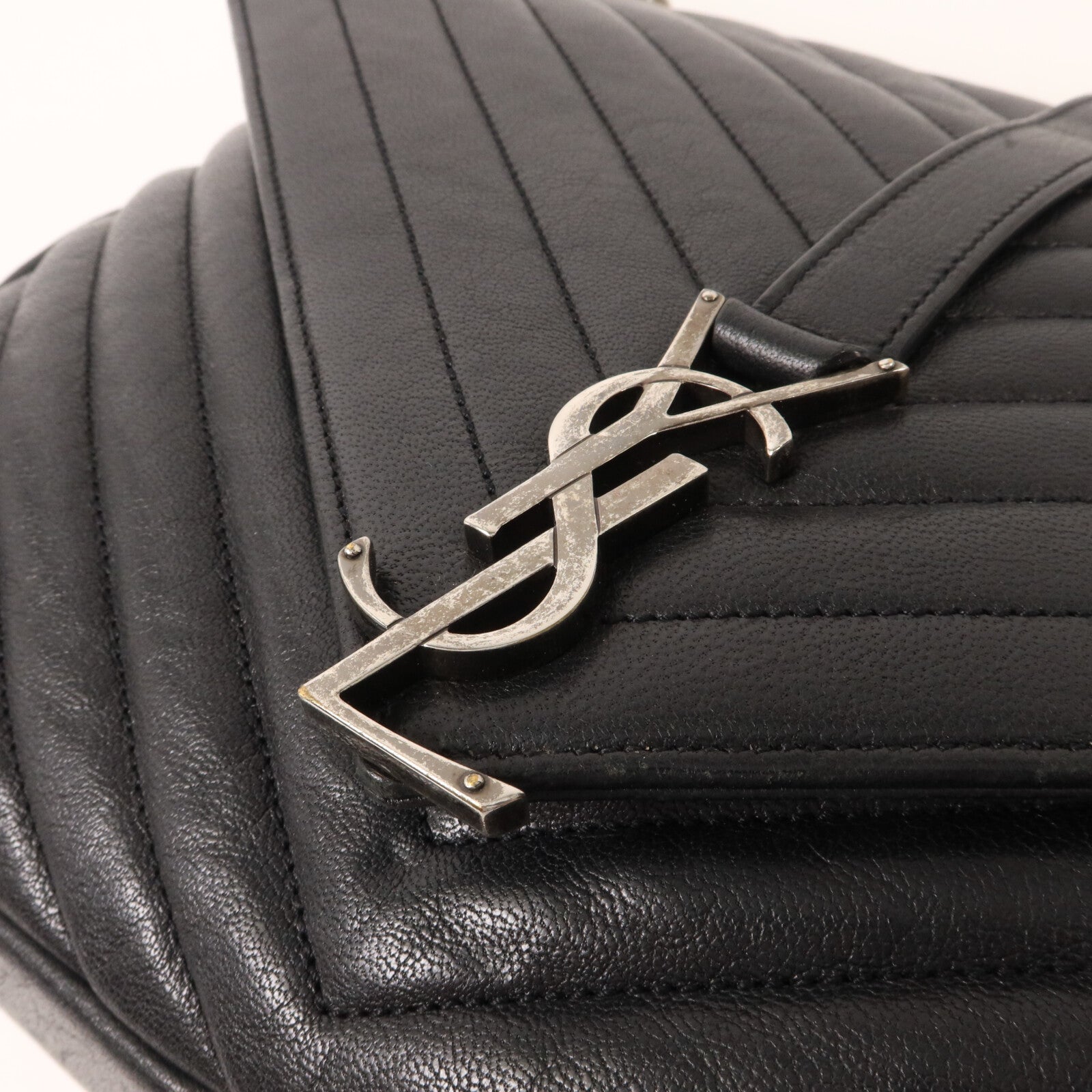 SAINT LAURENT 牛皮皮革College Large鏈帶手挽肩背兩用袋