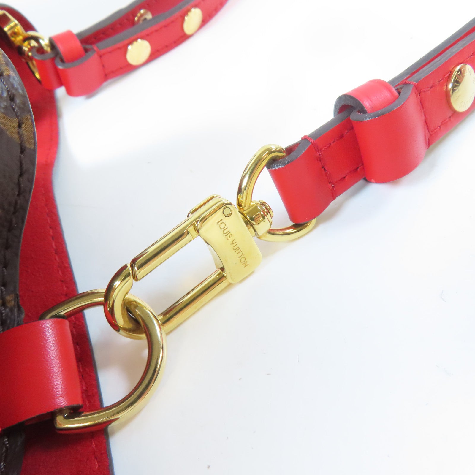 LOUIS VUITTON Monogram NeoNoe MM金扣肩背袋啡色/紅色