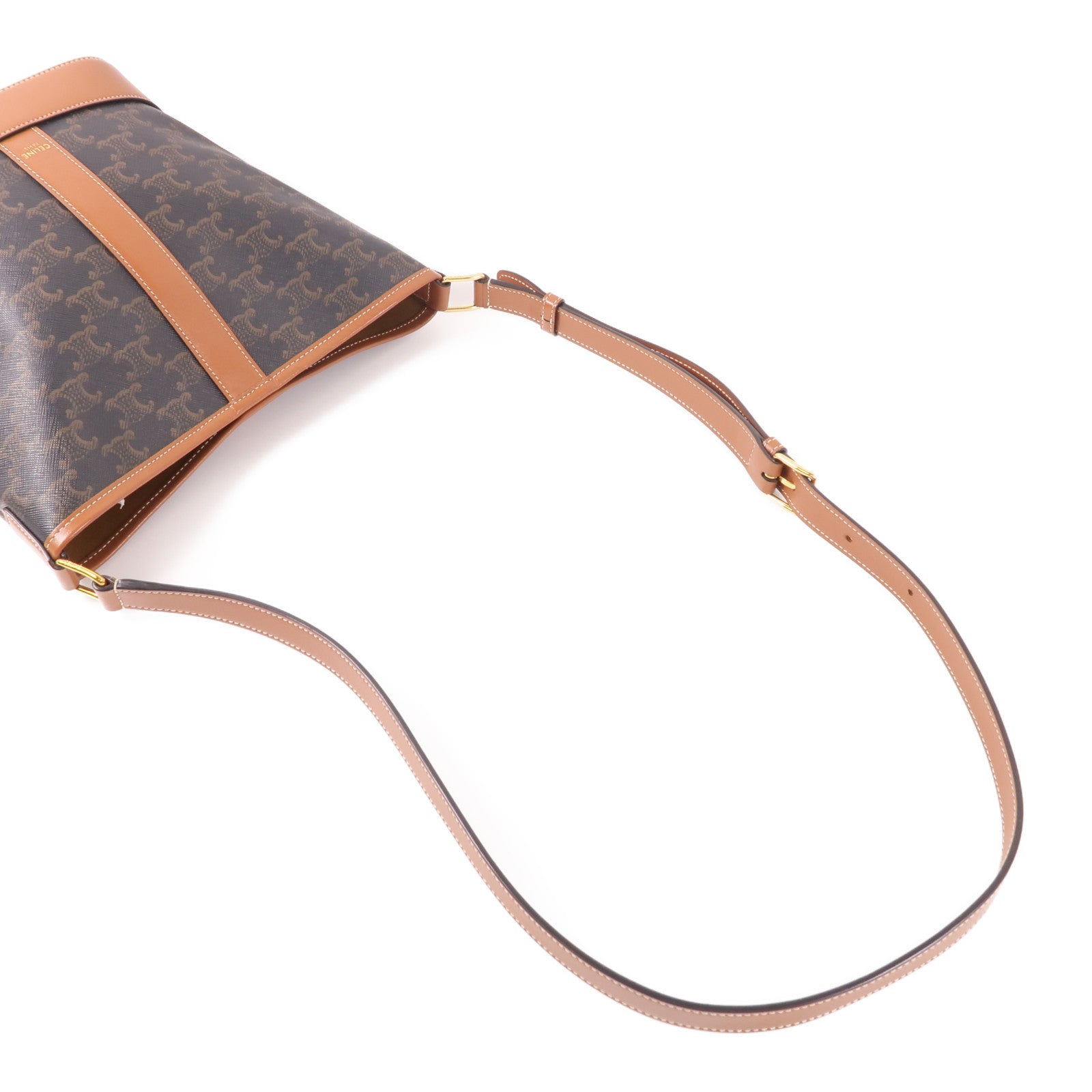CELINE 塗層帆布Triomphe Bucket金扣肩背袋