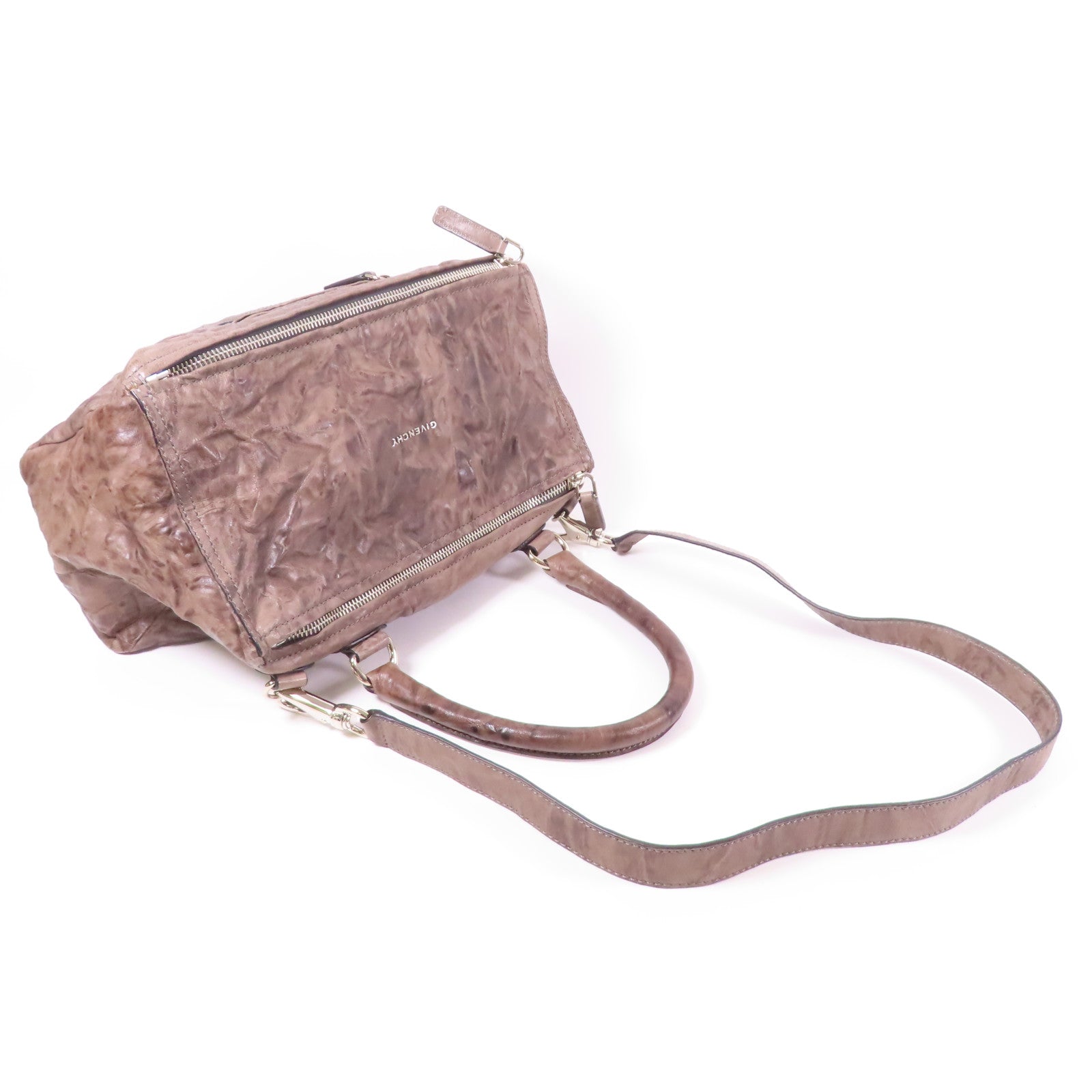 GIVENCHY SHW 2 Way Shoulder Bag Handbag Calfskin Leather Brown