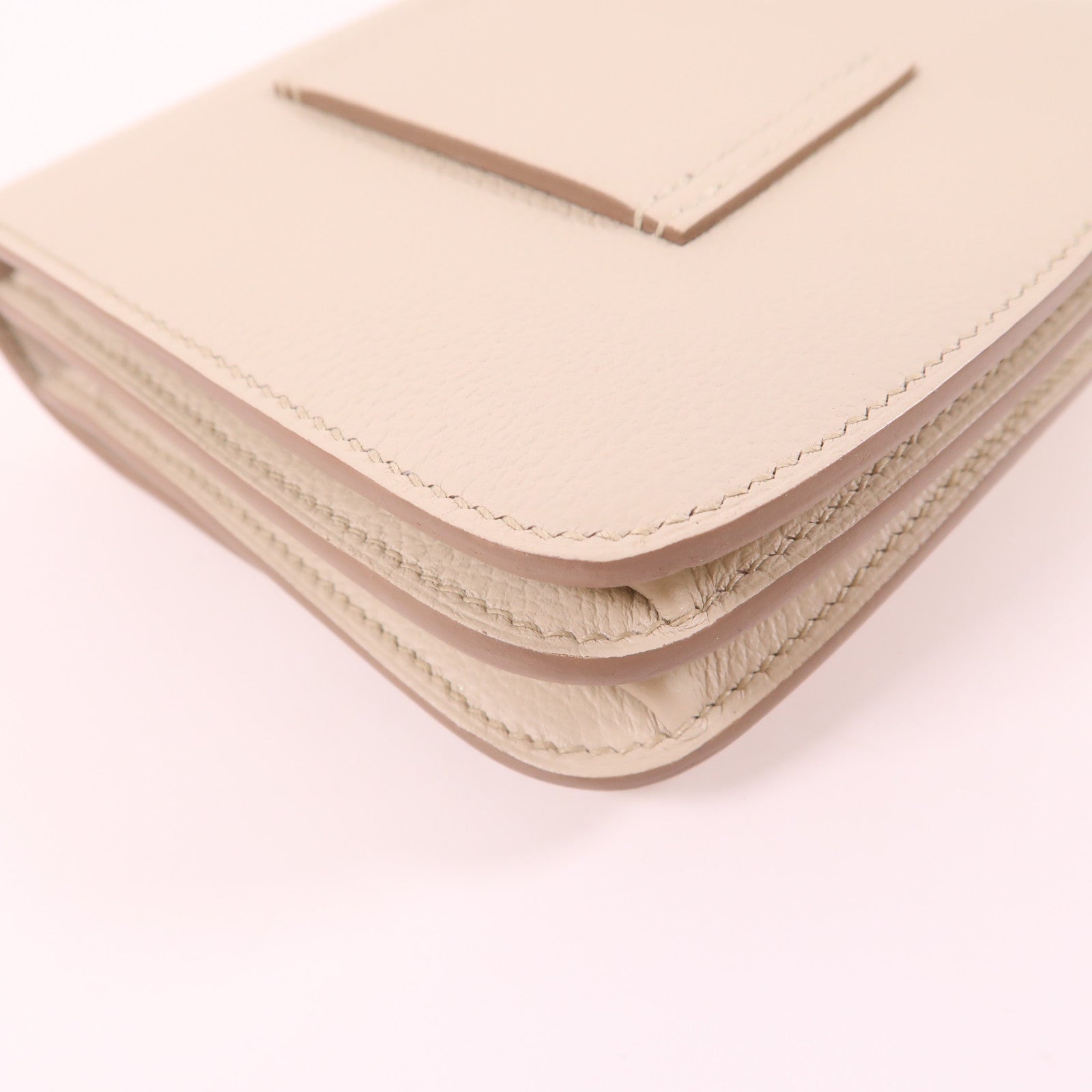 HERMES GHW 2002 Slim Cutch Bag Evercolor Leather Beton