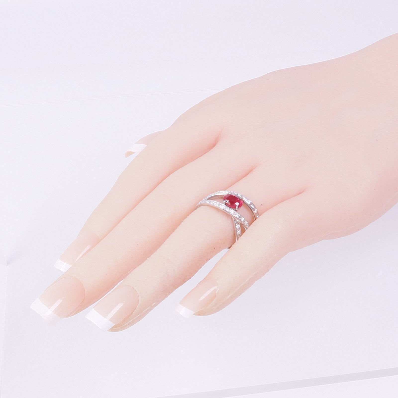 JEWELRY 【激減優惠】PT900鉑金Spinel Diamond Ring尖晶石鑽石戒指US#6