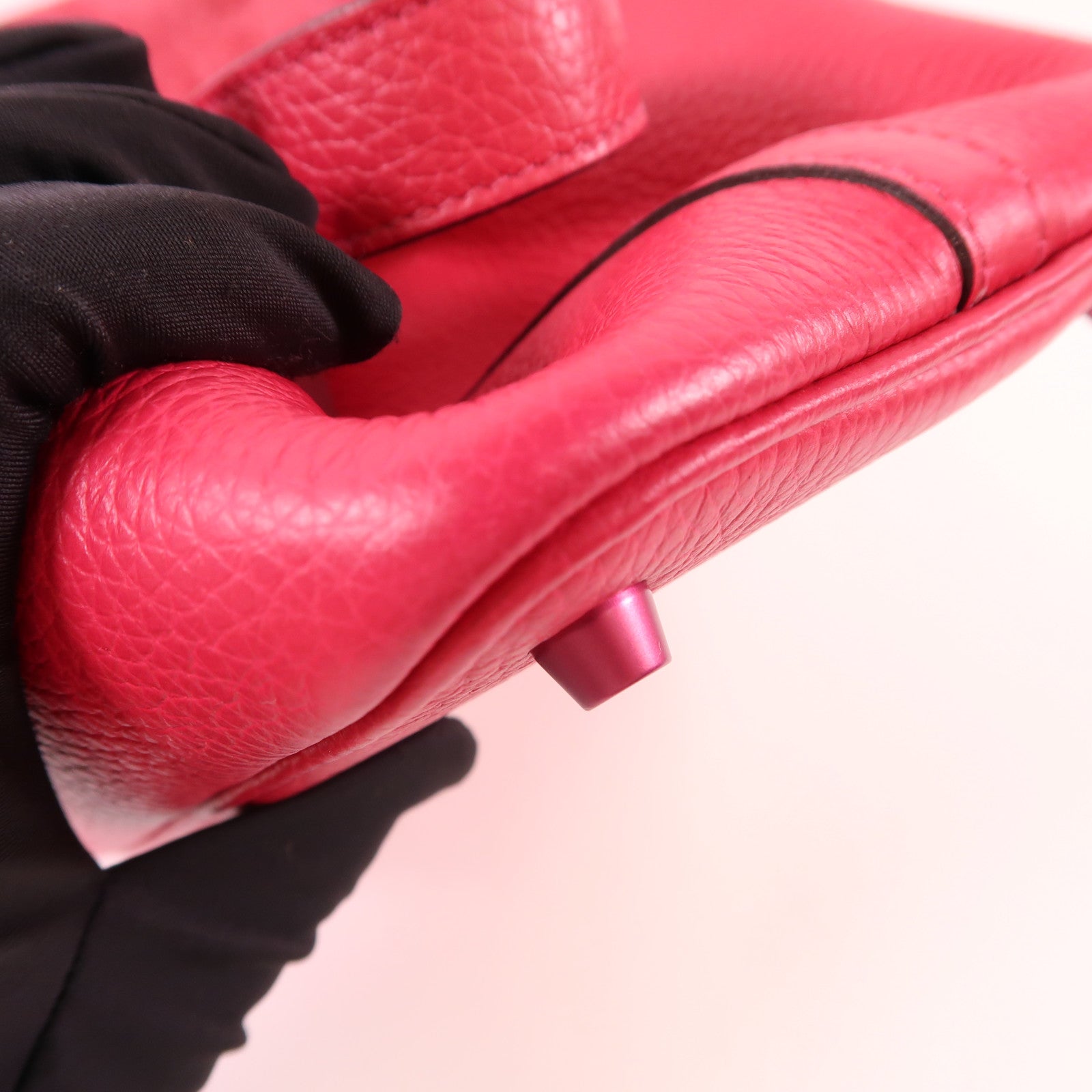 HERMES Clemence皮革Picotin PM Monochrome手挽袋Rose Mexico