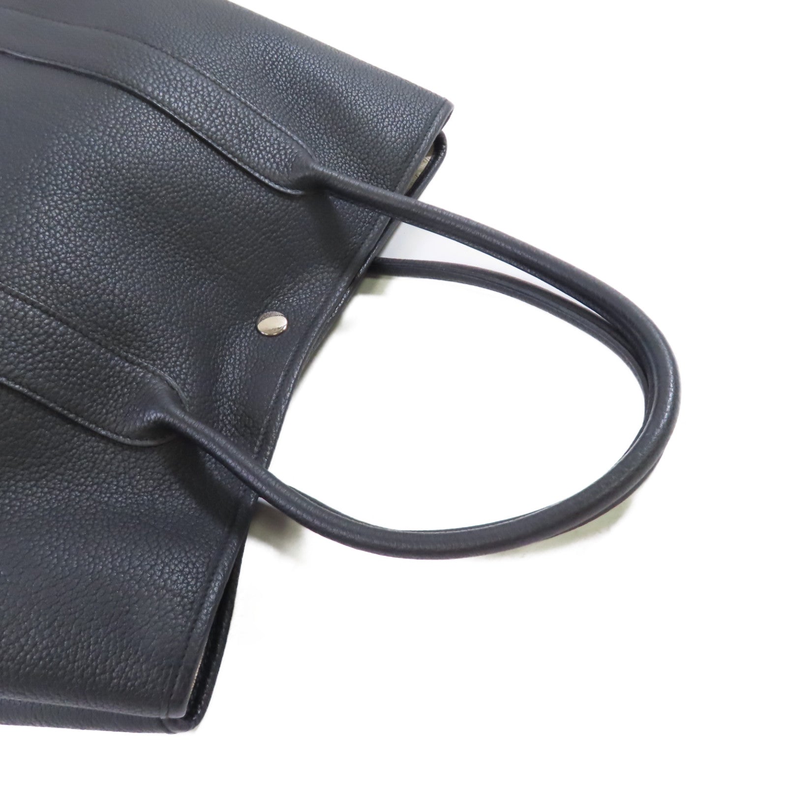 HERMES Negonda皮革Garden Party PM Tote Bag銀扣手挽袋89 Noir/黑色