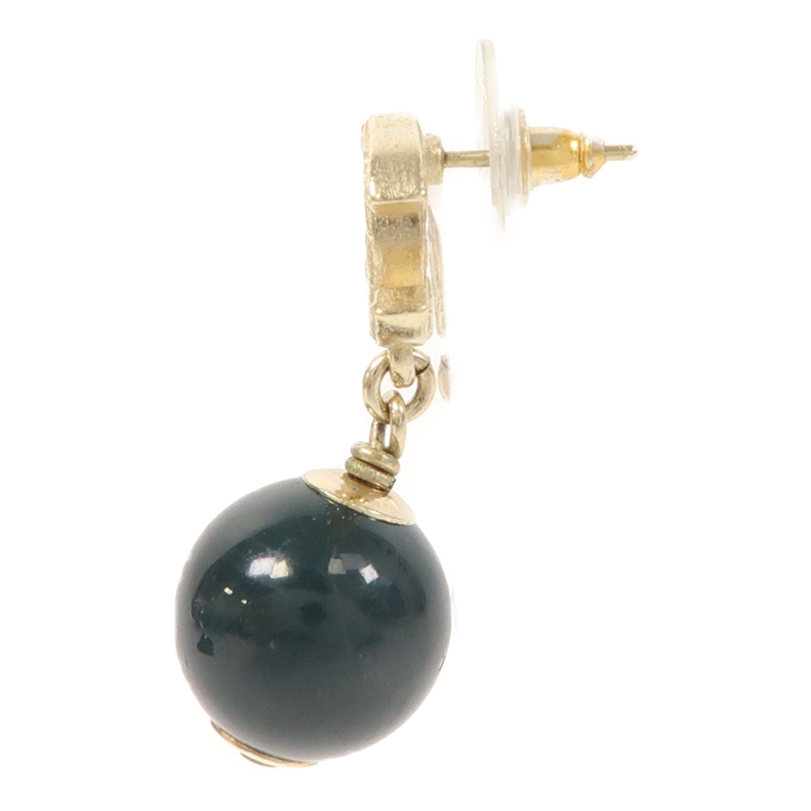 CHANEL 金屬/PVC Earrings耳環金色/綠色