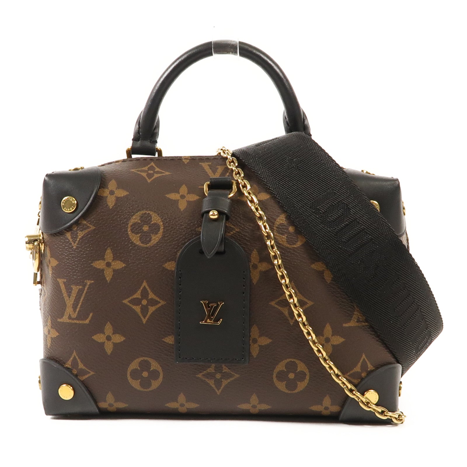 LOUIS VUITTON Monogram Petite Malle Souple金扣手挽肩背兩用袋棕色