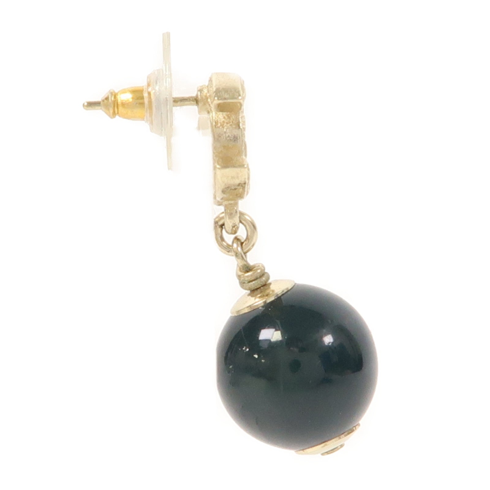 CHANEL 金屬/PVC Earrings耳環金色/綠色